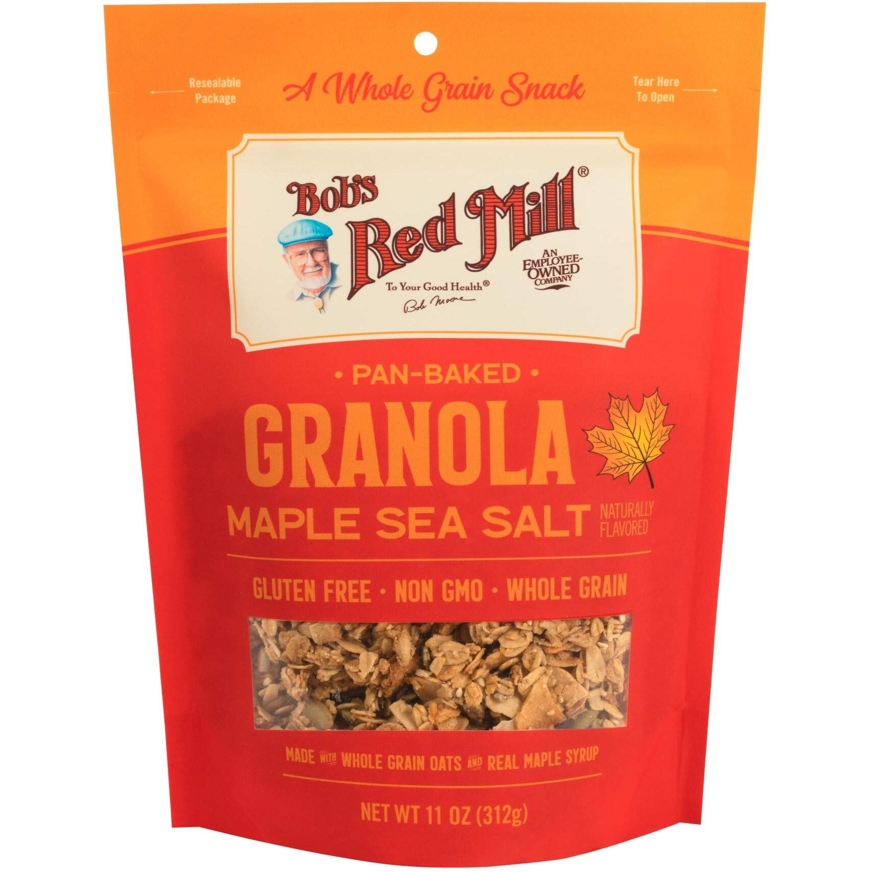 Bobs Red Mill Maple Sea Salt Homestyle Granola, 11 Ounce Bag (Pack Of 6), Certified Gluten Free, Non-Gmo, Whole Grain