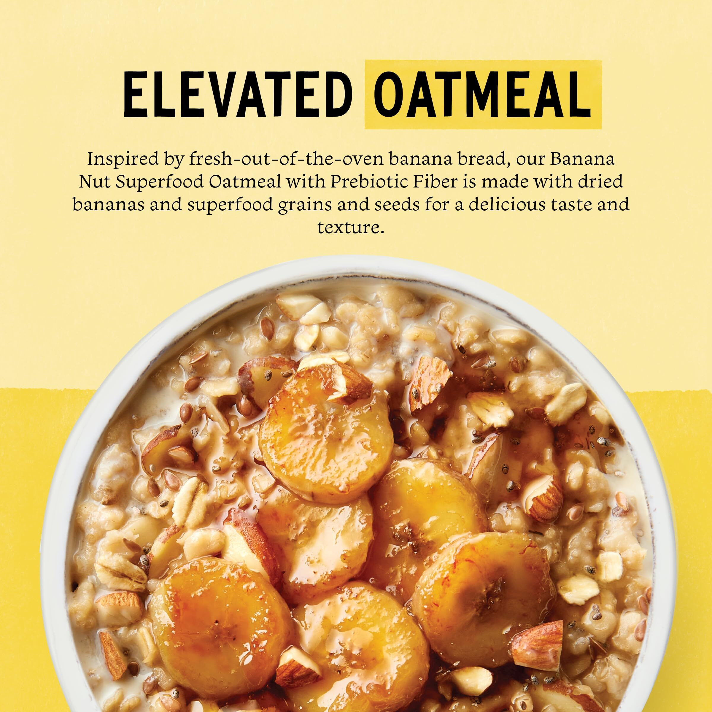 Purely Elizabeth Banana Nut Superfood Oatmeal, With Prebiotic Fiber, Made With Organic Oats, Flax & Chia, Vegan, Gluten Free & Non-Gmo, 9.12 Ounce (Pack Of 6)
