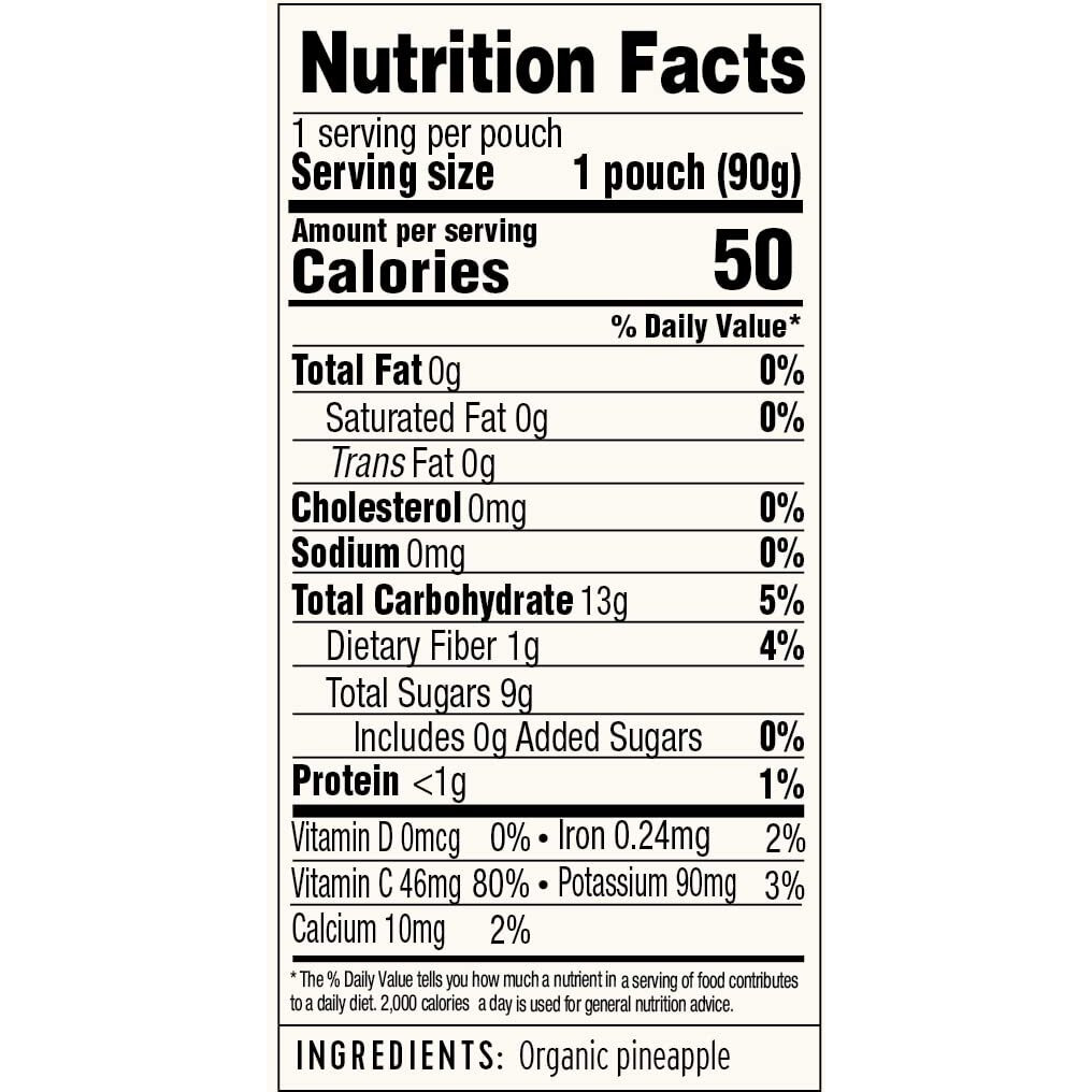 Golden Farms Pineapple Pouches, Single Ingredient Healthy Snacks (Pack Of 12), 100% Pure Fruit, No Added Sugar, Vegan, Gluten-Free, Kosher, Organic Squeeze Pouch 3.17Oz Each