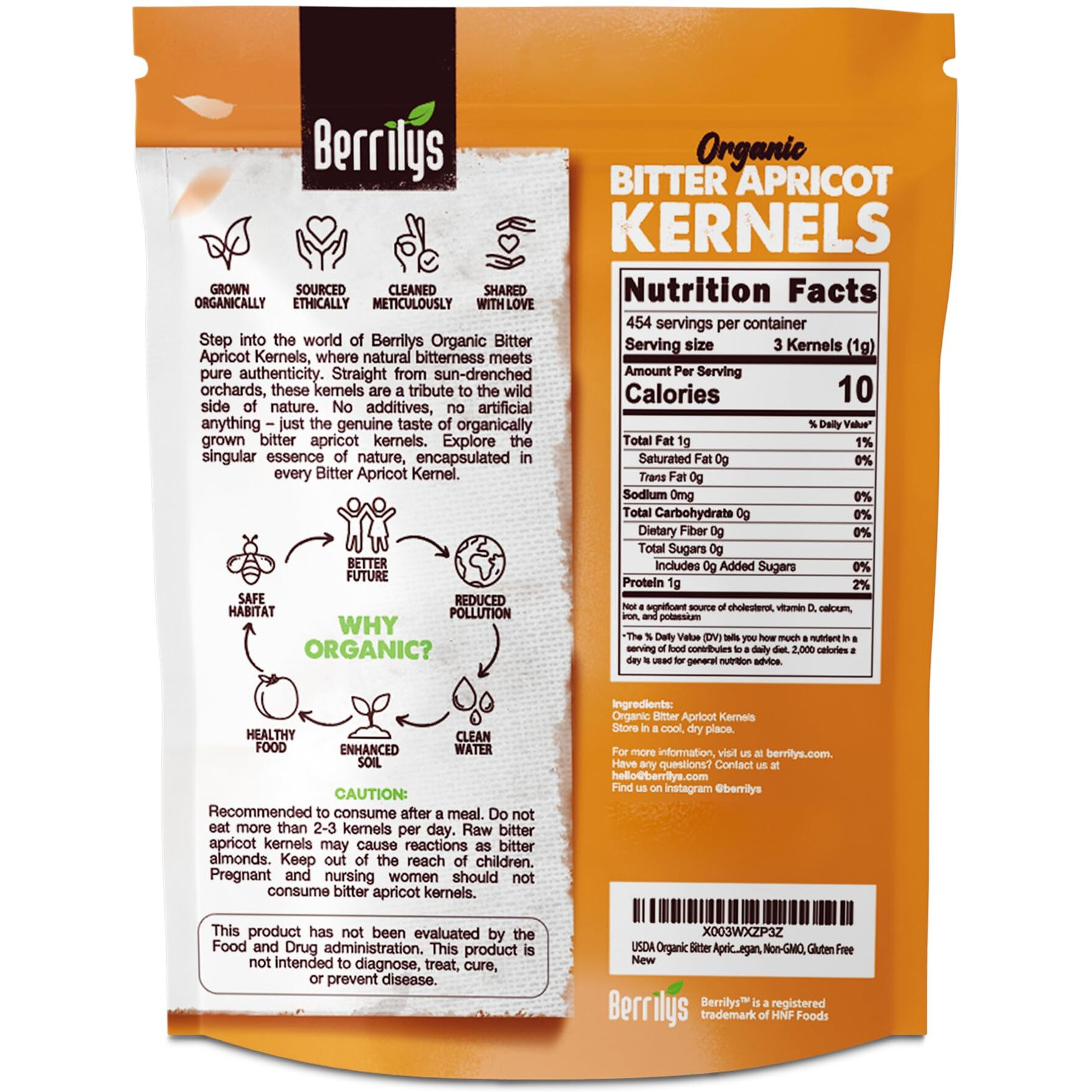Usda Organic Bitter Apricot Kernels 1 Lb (16 Oz), Natural Bitter Apricot Seeds, Vegan, Non-Gmo, Gluten Free