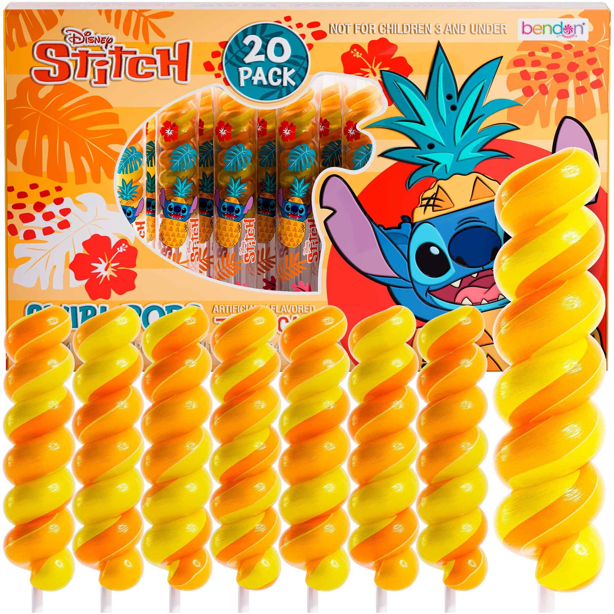 Stitch Swirl Lollipops 20Pk- Lilo And Stitch Candy For Lilo And Stitch Party Favors & Stitch Birthday Decorations - Lilo & Stitch Lollipops For Stitch Birthday Party Supplies & Stitch Cake Topper