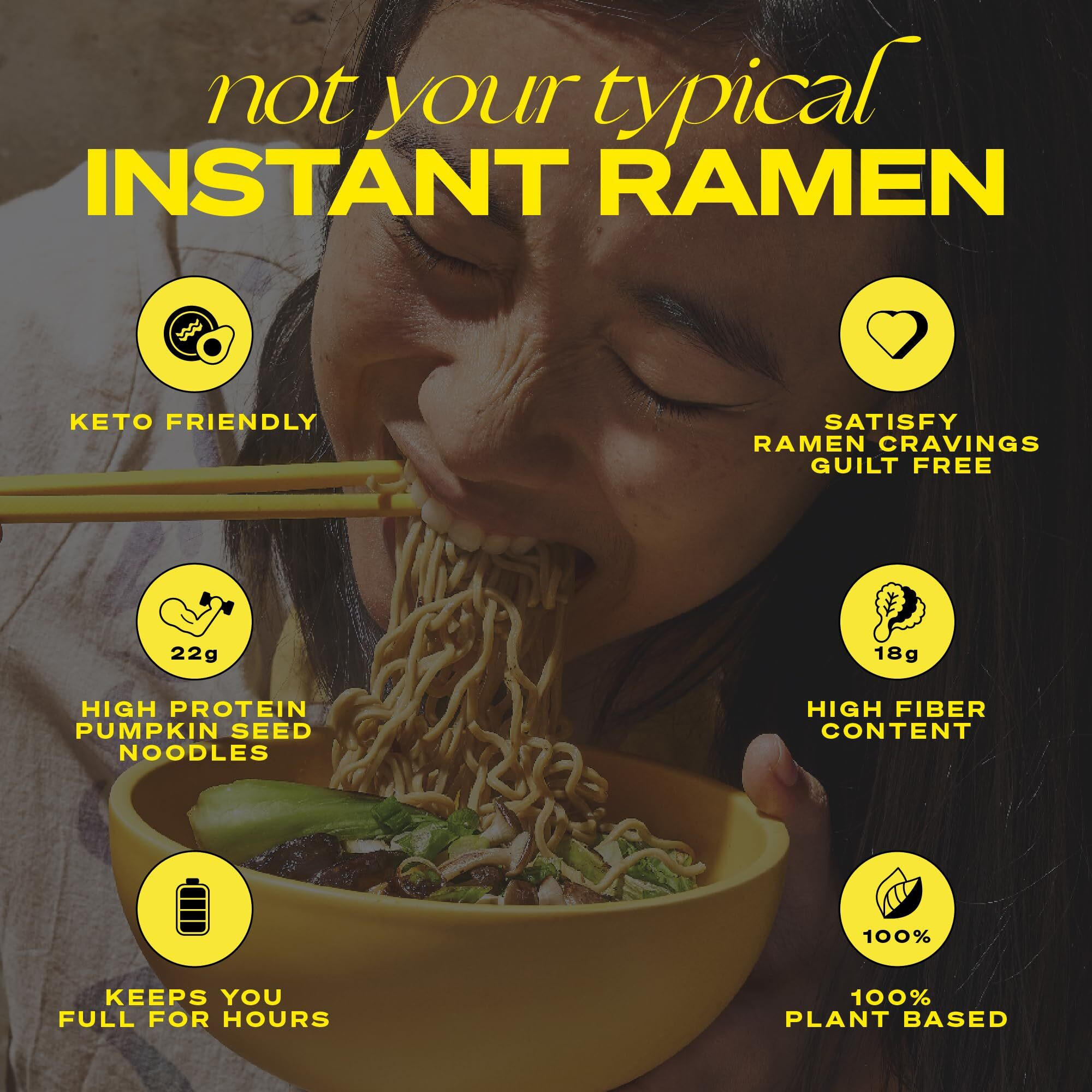 Immi Spicy Red Miso Ramen, 100% Plant Based, Keto Friendly, Low Carb, High Protein, Packaged Noodle Meal Kit, Ready To Eat, 6 Pack