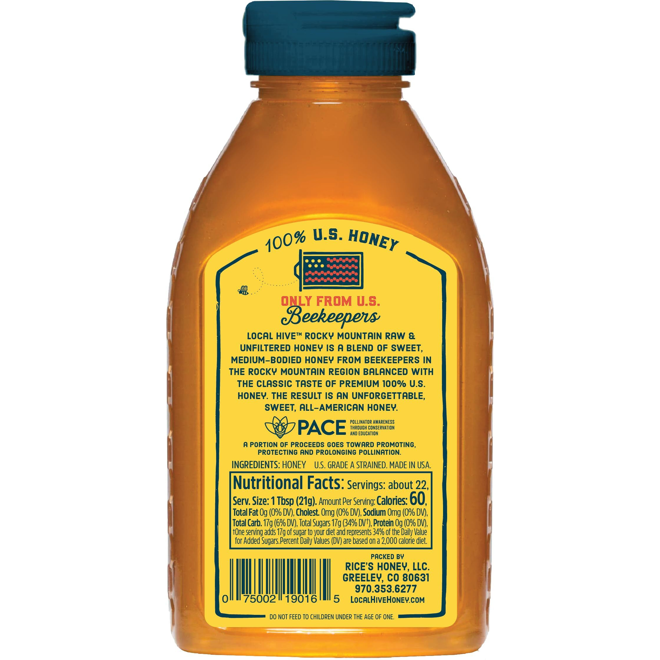 Local Hive Rocky Mountain Raw Unfiltered Honey 16Oz. 100% Us Honey Sourced From American Bees And Beekeepers.