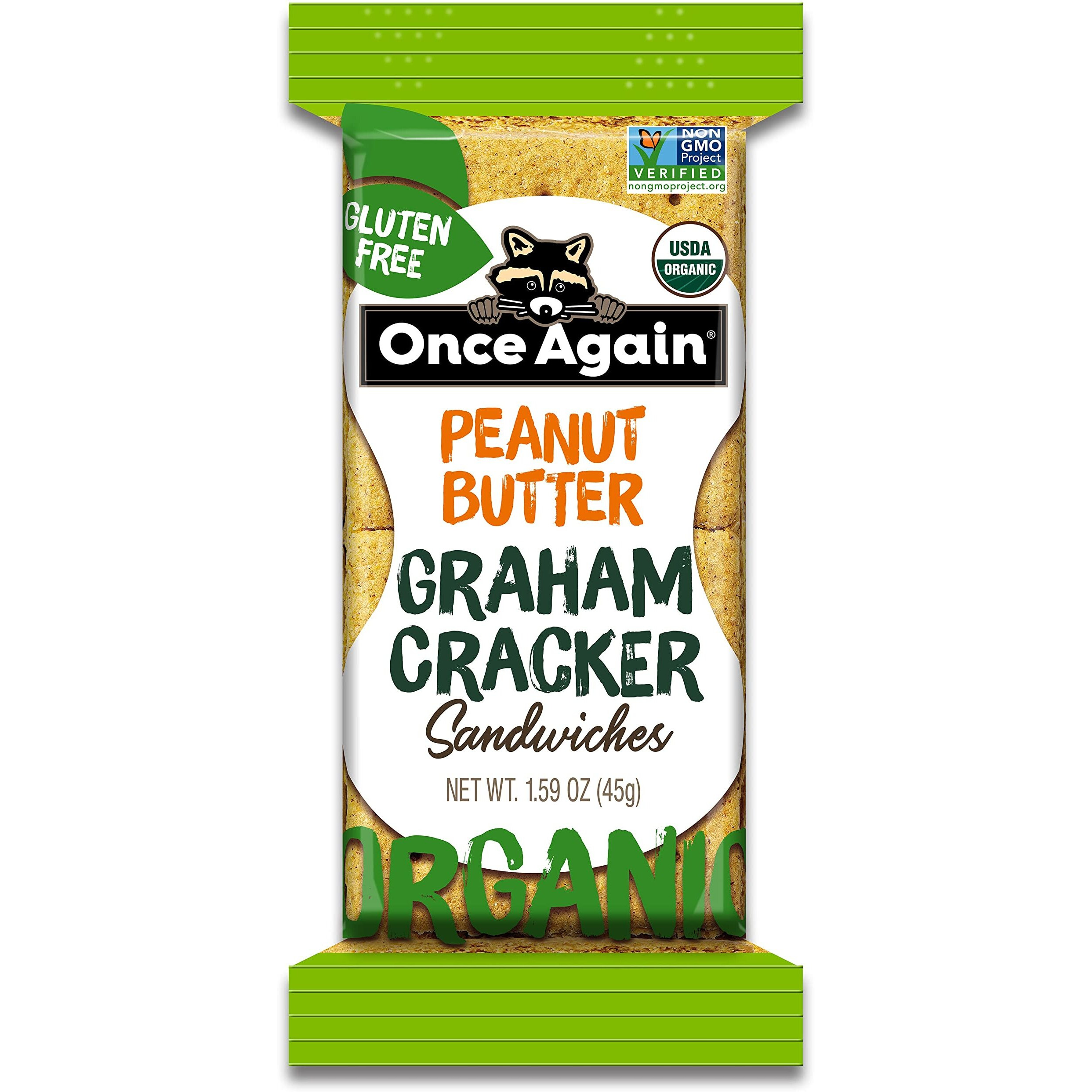 Once Again Peanut Butter Graham Cracker Sandwiches - Organic & Gluten Free, Non-Gmo - Gluten Free Certified, Vegan, Kosher - Box Of 8 Sandwich Packs