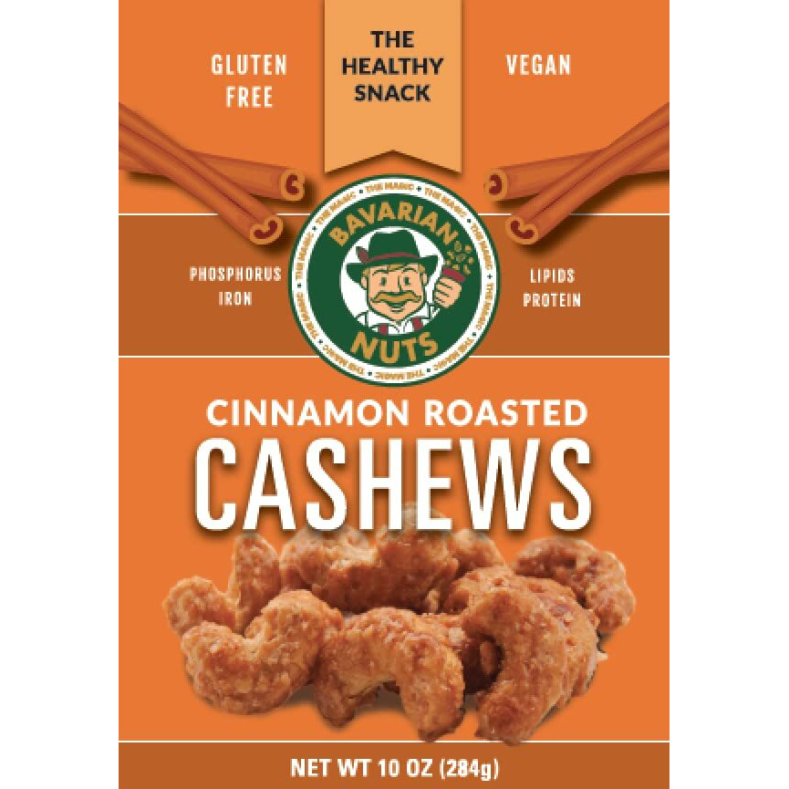 Magic Bavarian Cinnamon Roasted Cashews, 10 Oz - Sweet, Gluten-Free, Vegan Nuts, Made In The Usa