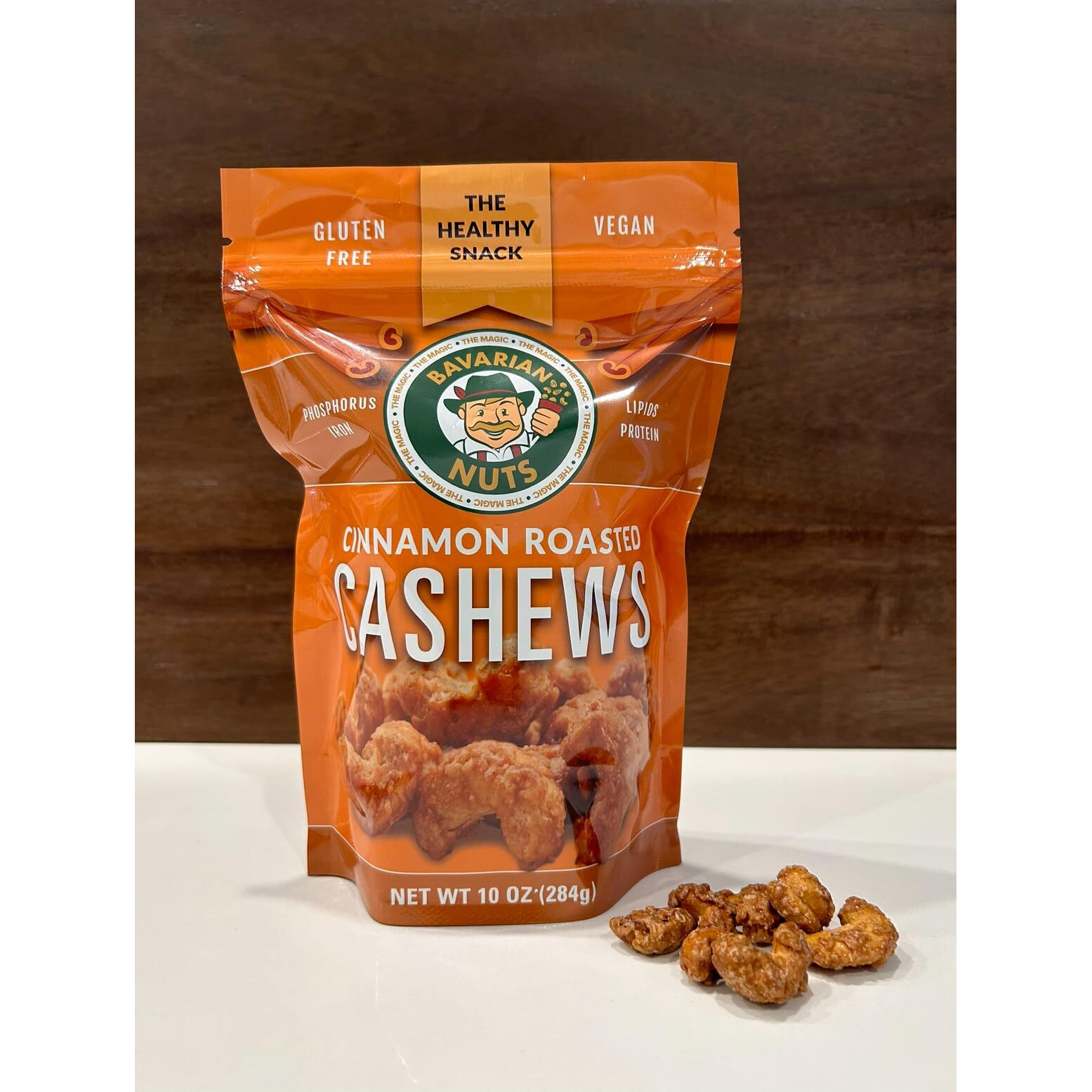 Magic Bavarian Cinnamon Roasted Cashews, 10 Oz - Sweet, Gluten-Free, Vegan Nuts, Made In The Usa