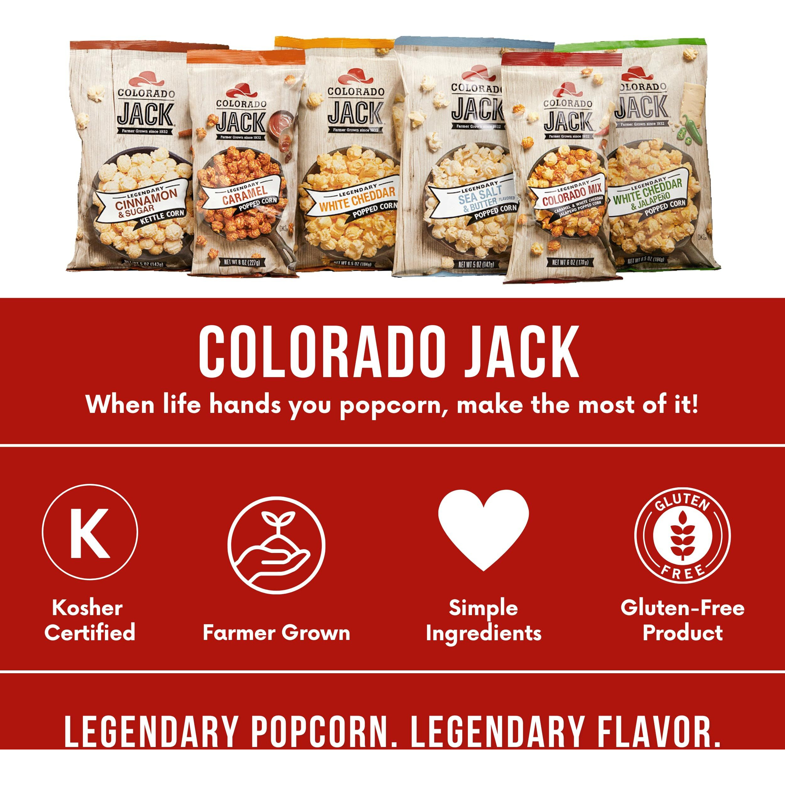 Colorado Jack Gourmet Caramel Popcorn Real Butter & Vanilla, Farmer Grown, Delicious Snack Tasty Gift - No Corn Syrup & Gluten Free - Pack Size