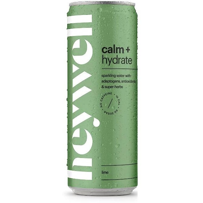 Heywell Sparkling Adaptogenic Water Calm And Hydrate Lime Flavor, Non Caffeinated, Organic, Non Gmo, Vegan, Gluten Free, Dairy Free, 12 Fluid Ounce (Pack Of 12)