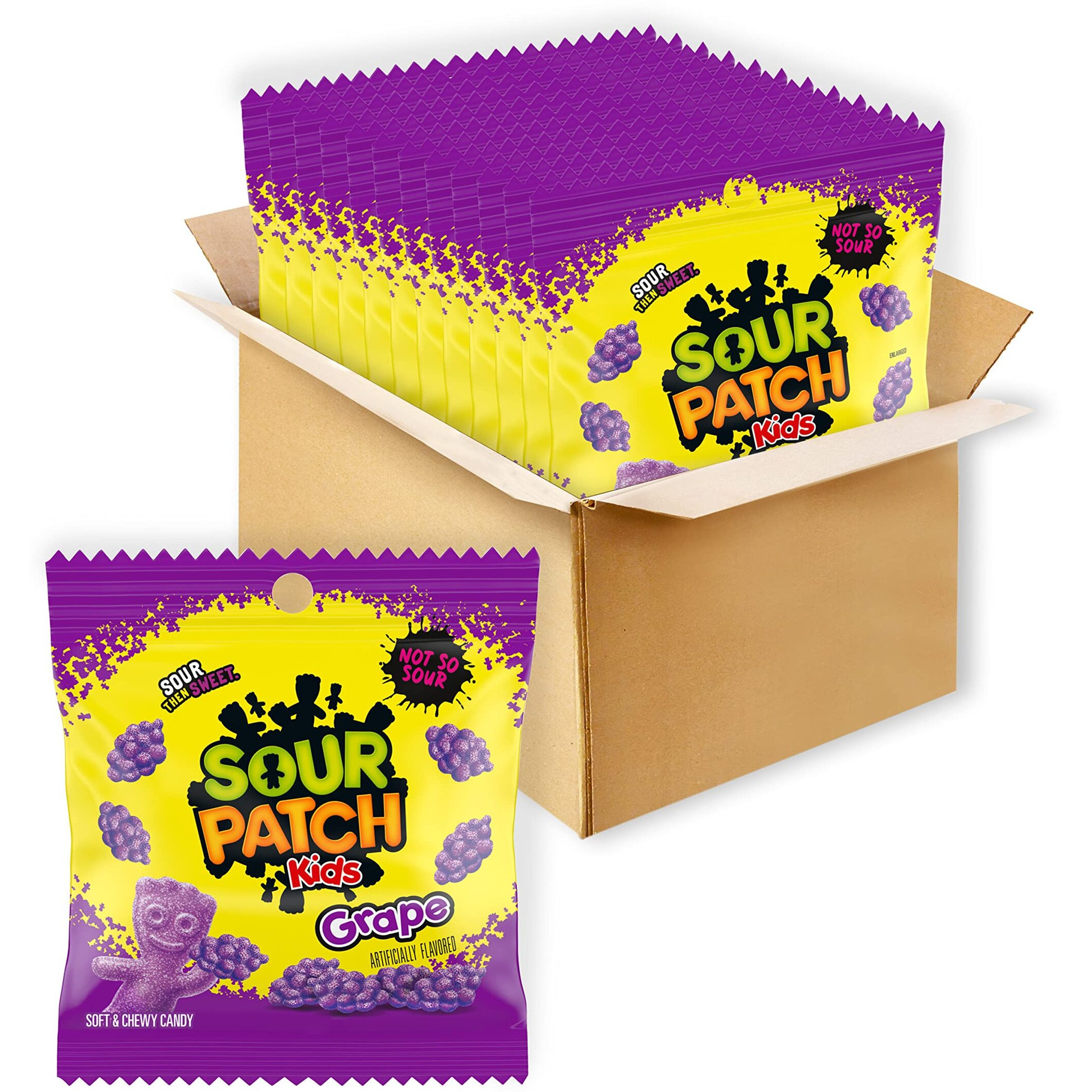 Sour Patch Kids Grape Soft & Chewy Candy, Bulk Candy, 12 - 3.58 Oz Bags