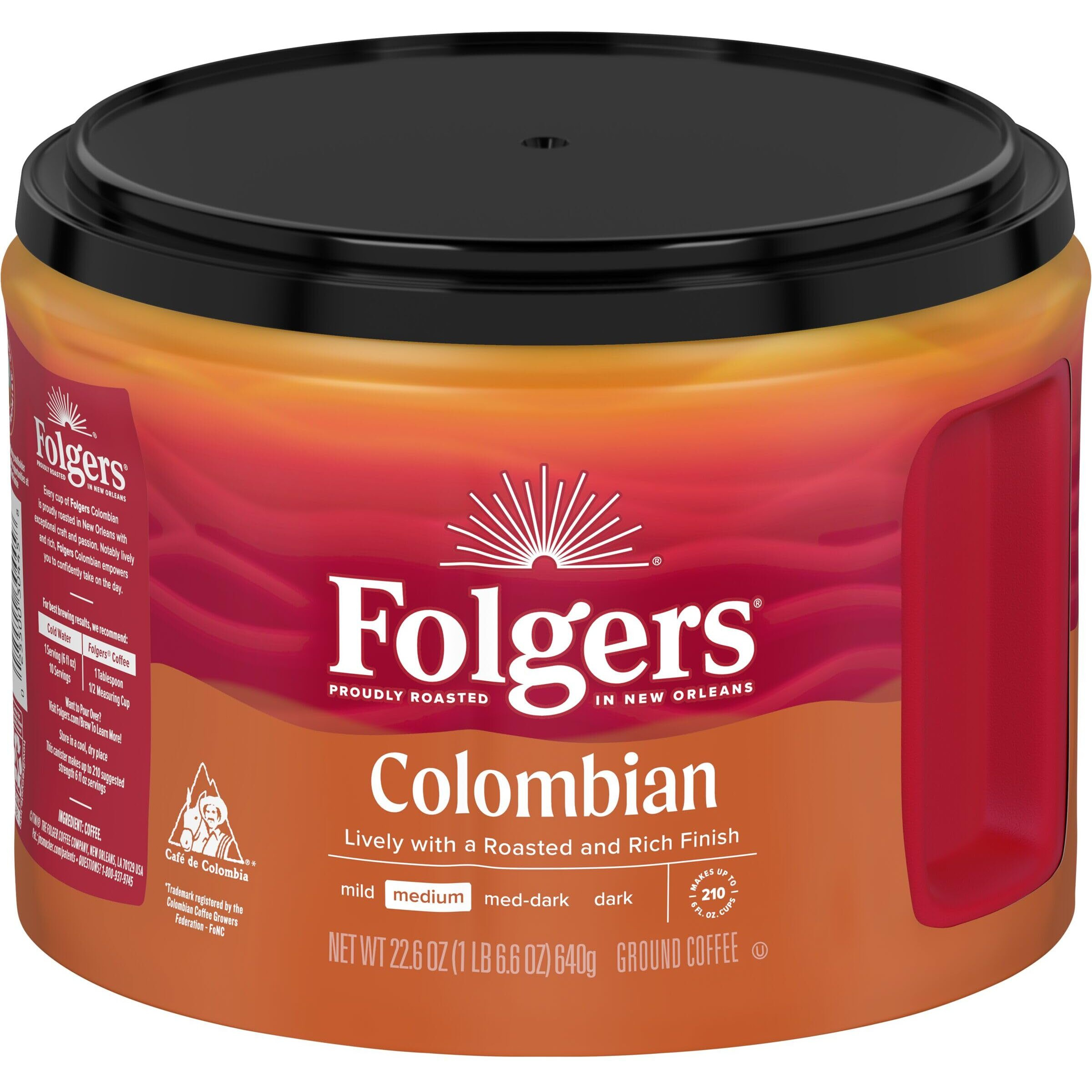 Folgers Colombian Medium Roast Ground Coffee, 22.6 Ounce