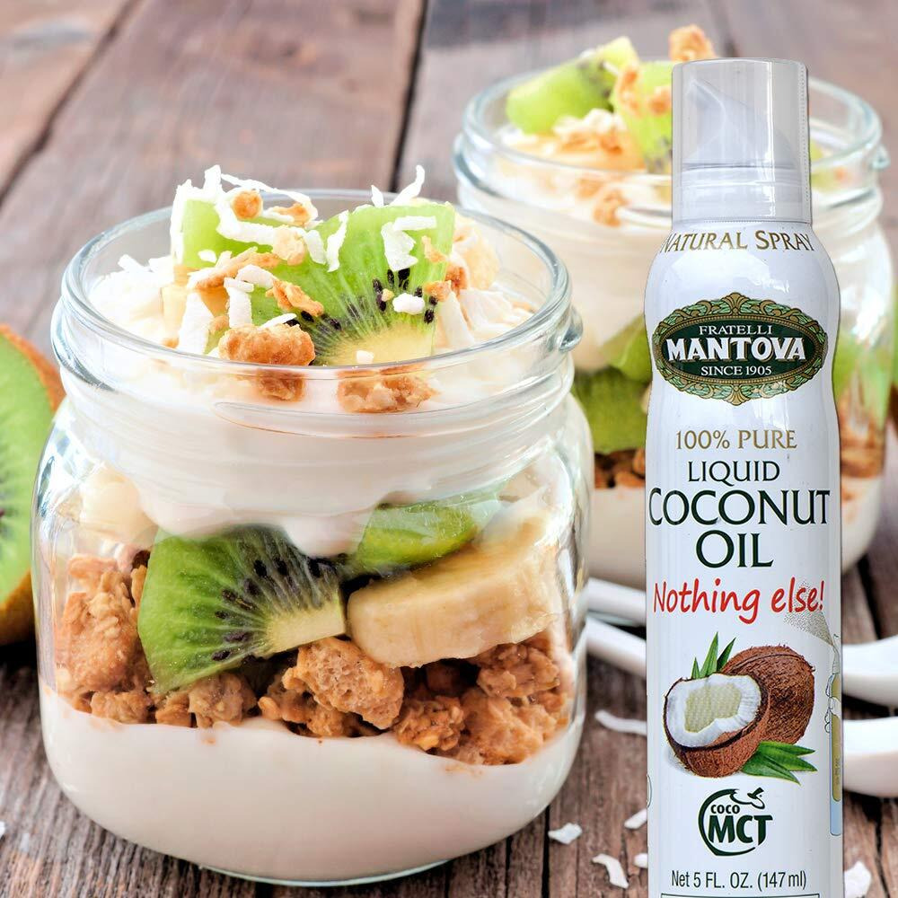 Mantova Coconut Oil, 100% Pure Cooking Oil Spray, Perfect For Healthy Keto Snacks, Baking, Grilling, Seasoning, Or Cooking, Our Oil Dispenser Bottle Lets You Spray, Drip, Or Stream With No Waste, 5 Oz