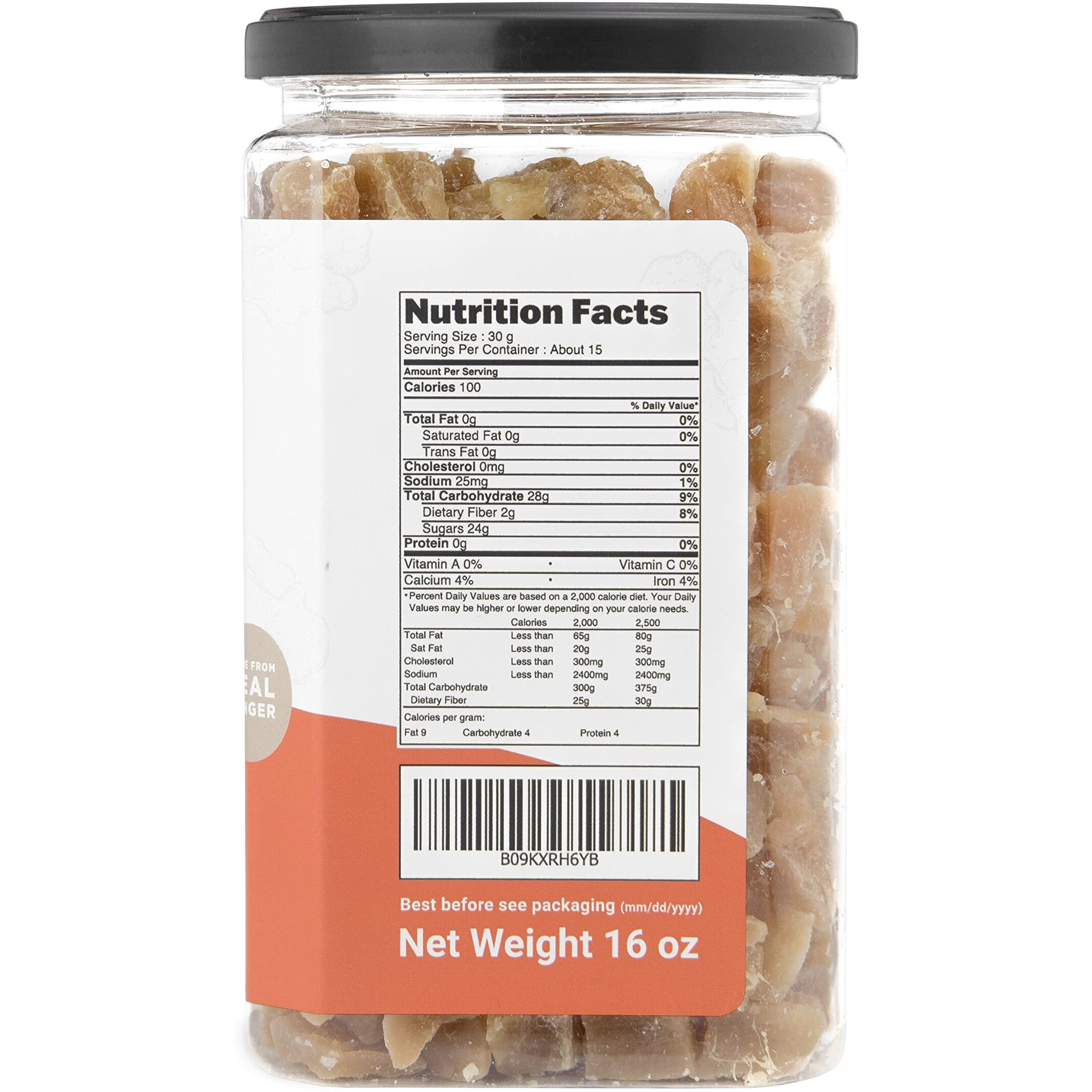 Homtiem Dried Crystallized Ginger(16 Ounce)Soft, Chews And Candied Delicious Gingers, No Artificial Colors, Easy To Eat, Keep And Use, Perfect For Baking And Relief Nausea, Real Ginger Candied Pieces, Chunks And Slices, All-Natural And Preservative-Free(1 Lb)