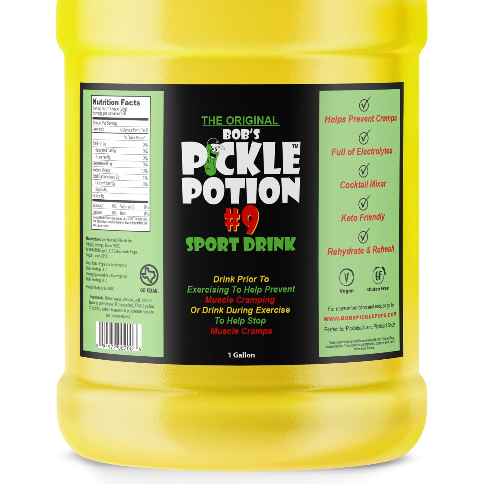 Bob's Pickle Potion 9 Dill Juice - Sports Drink (Gallon)