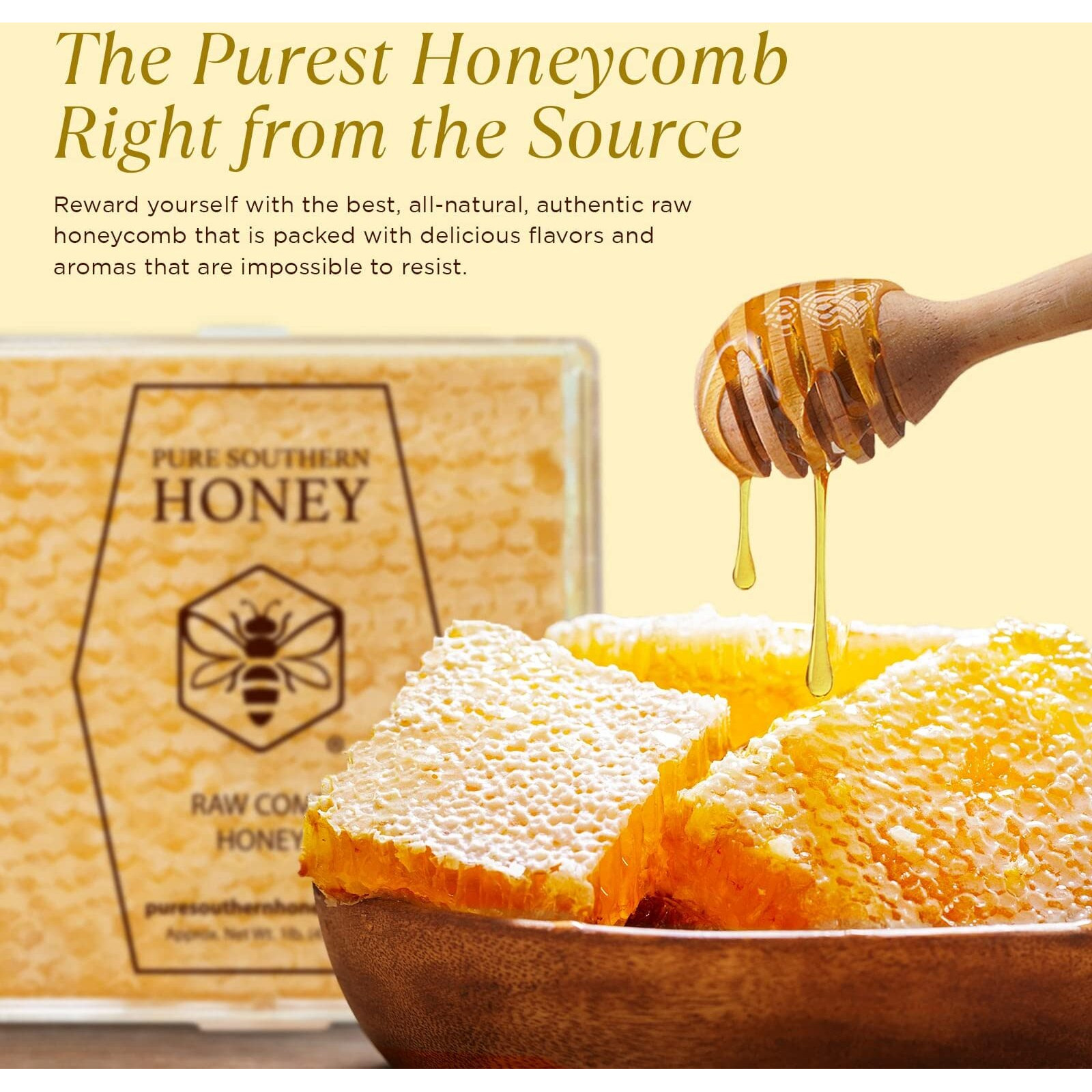 Raw Edible Honeycomb Approx. 14 Oz. - American Made By Pure Southern Honey