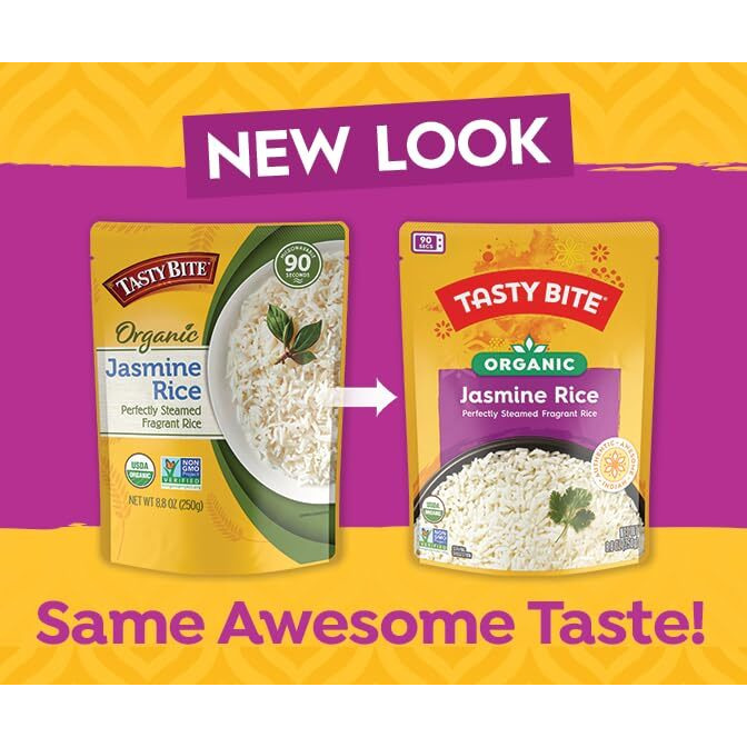 Tasty Bite Jasmine Rice, Microwaveable Cooked Rice, 8.8 Ounce (Pack Of 12)