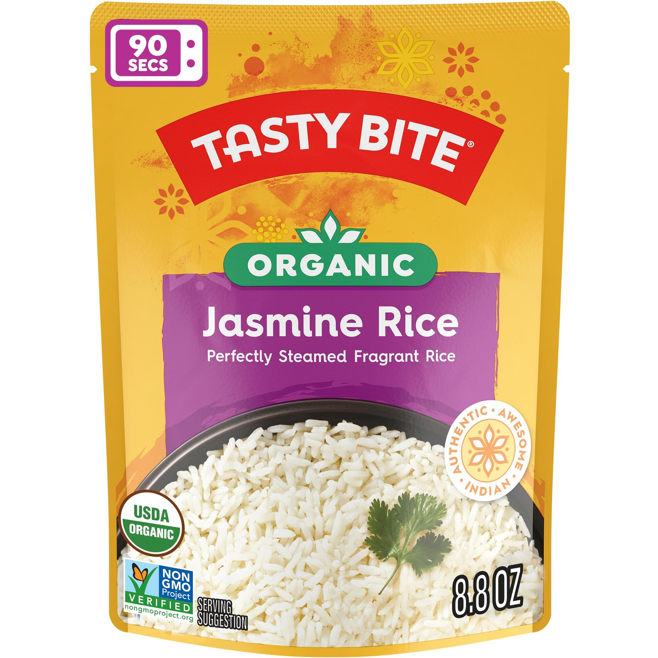 Tasty Bite Jasmine Rice, Microwaveable Cooked Rice, 8.8 Ounce (Pack Of 12)