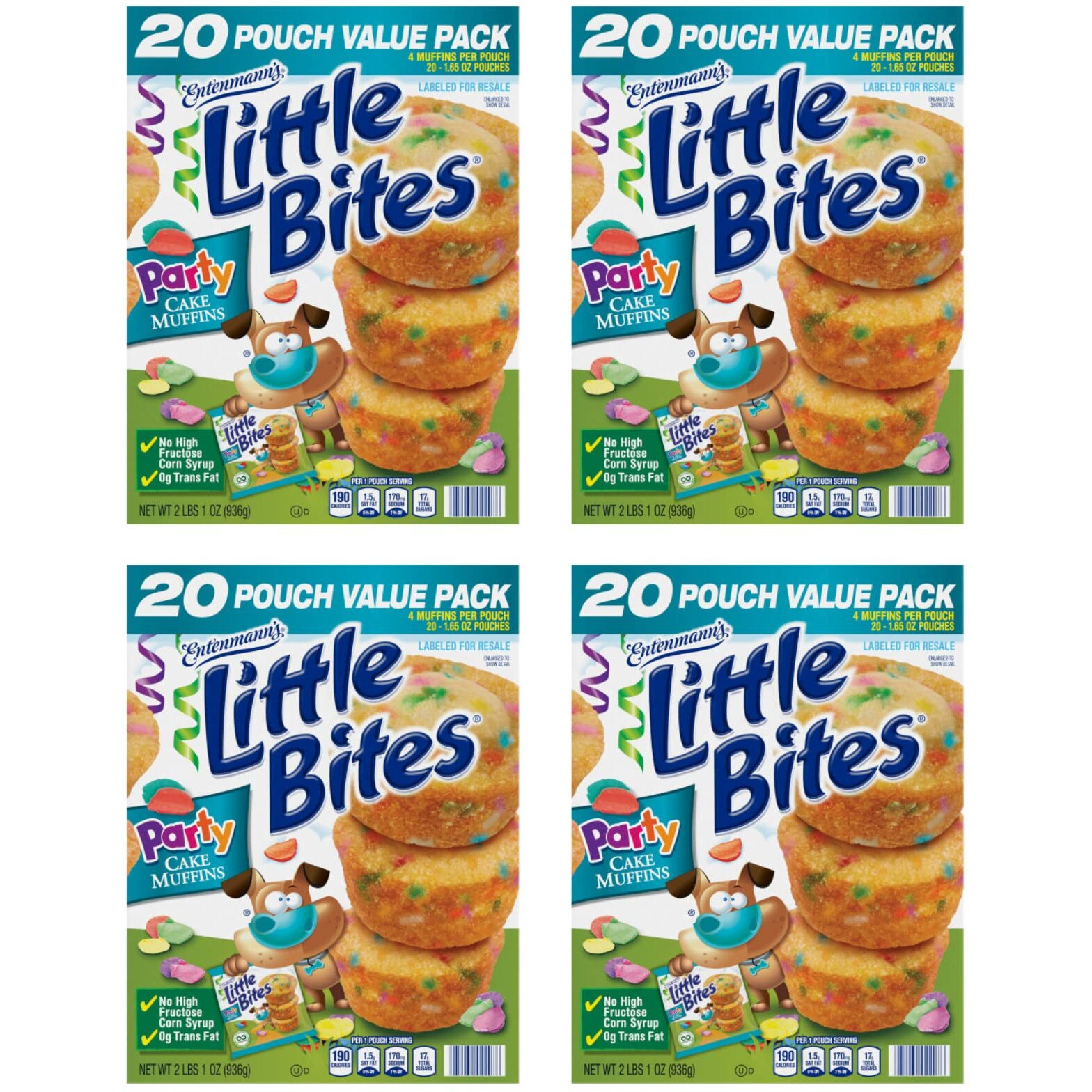 Entenmann's Little Bites Party Cake Mini Muffins 4 Pack (80 Pouches Total)