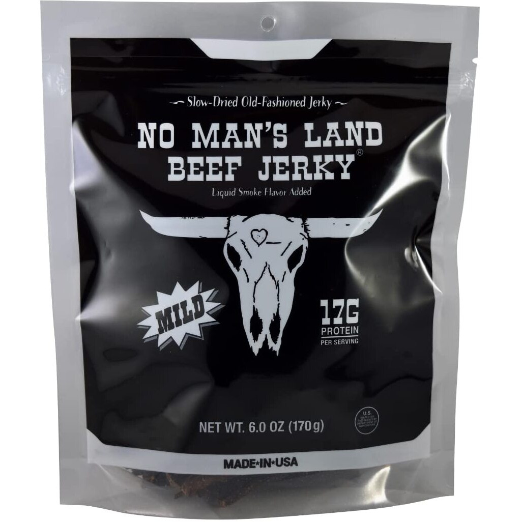 No Mans Land Mild Beef Jerky High Protein Low Calorie Low Carb Beef Snack 6.0Oz Bag