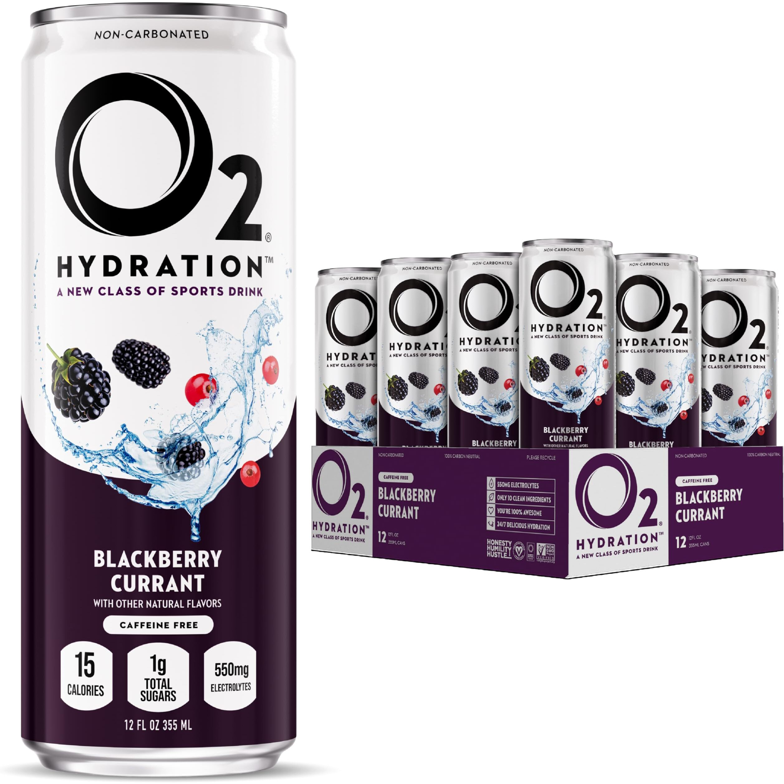 O2 Blackberry Currant Post Workout Recovery Drink - Powerful Electrolyte Drink For Daily Hydration