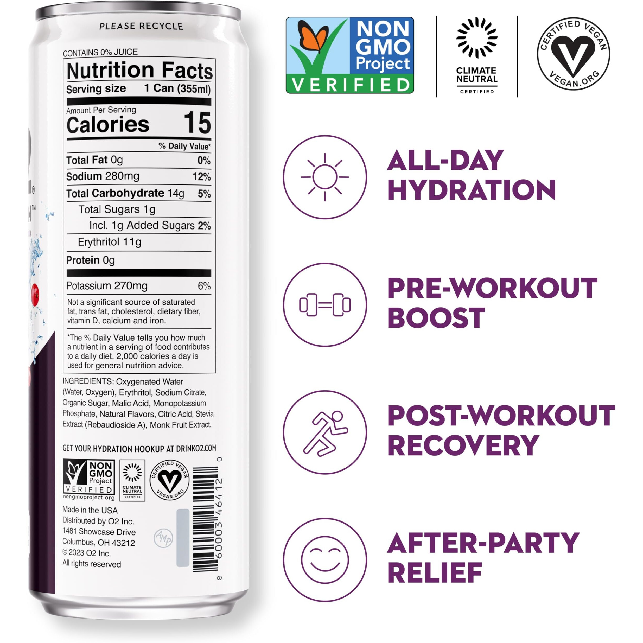 O2 Blackberry Currant Post Workout Recovery Drink - Powerful Electrolyte Drink For Daily Hydration