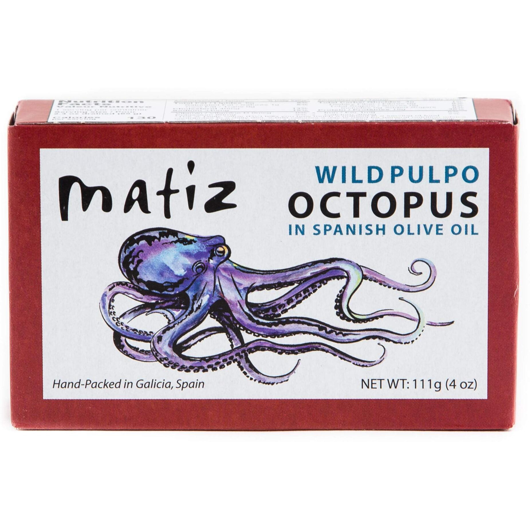 Matiz Pulpo Wild-Caught Pulpo Spanish Octopus In Olive Oil 4.0 Oz, (5 Pack)