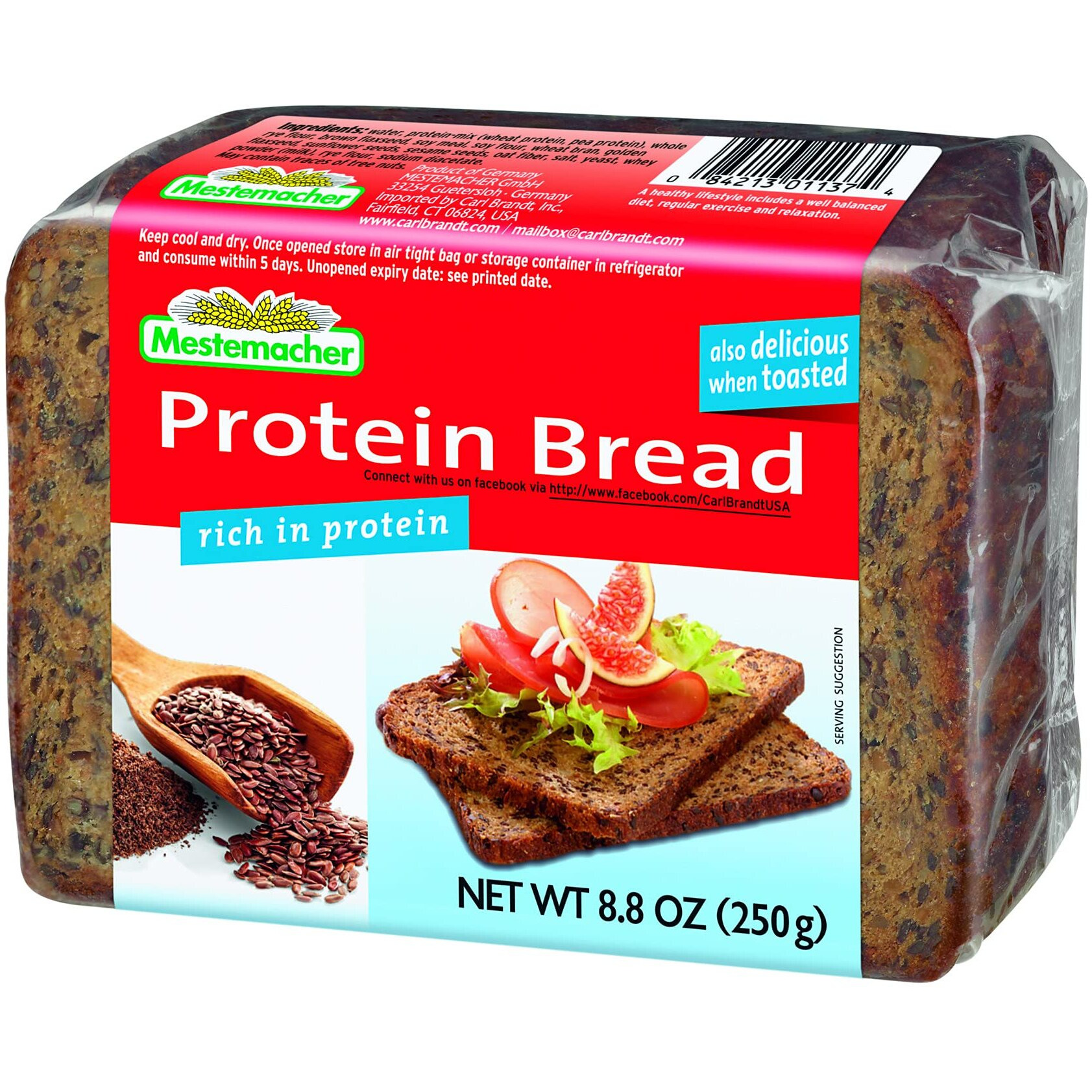 Mestemacher Bread, Protein, 8.8 Ounce (Pack Of 9)