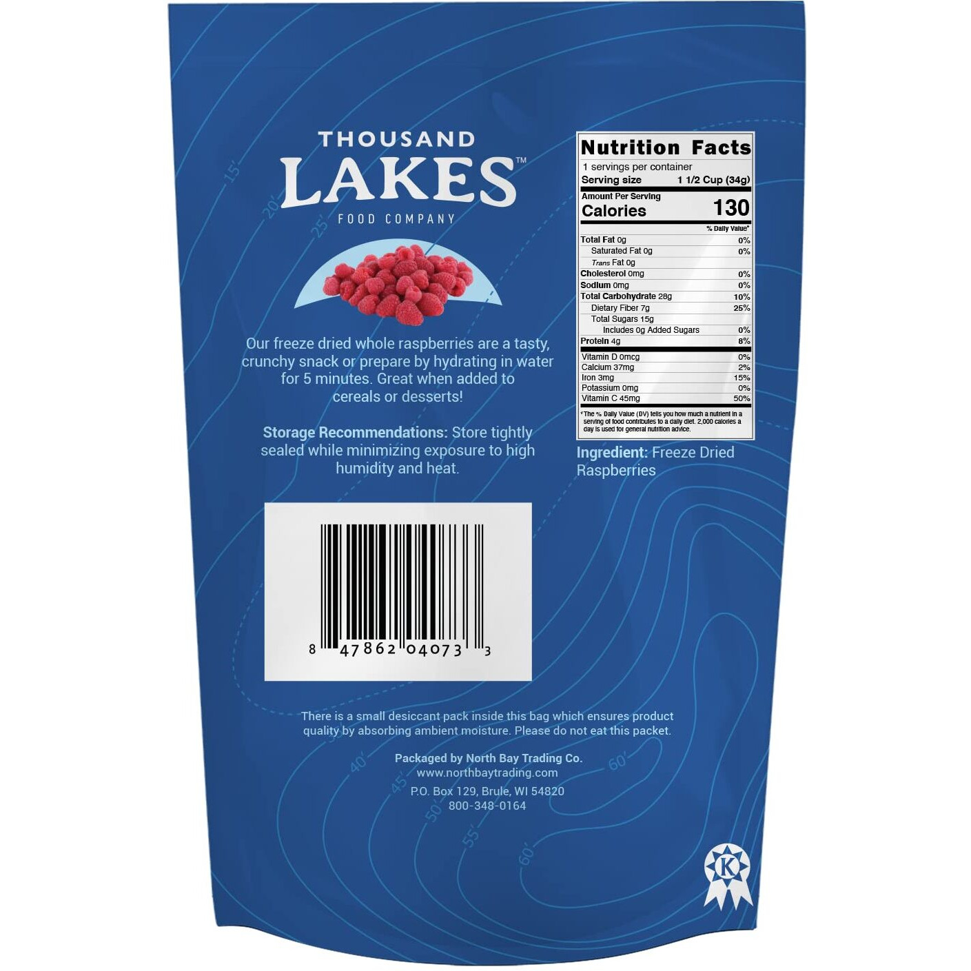 Thousand Lakes Freeze Dried Fruit - Raspberries 1.2 Ounces | No Sugar Added | 100% Whole Raspberries