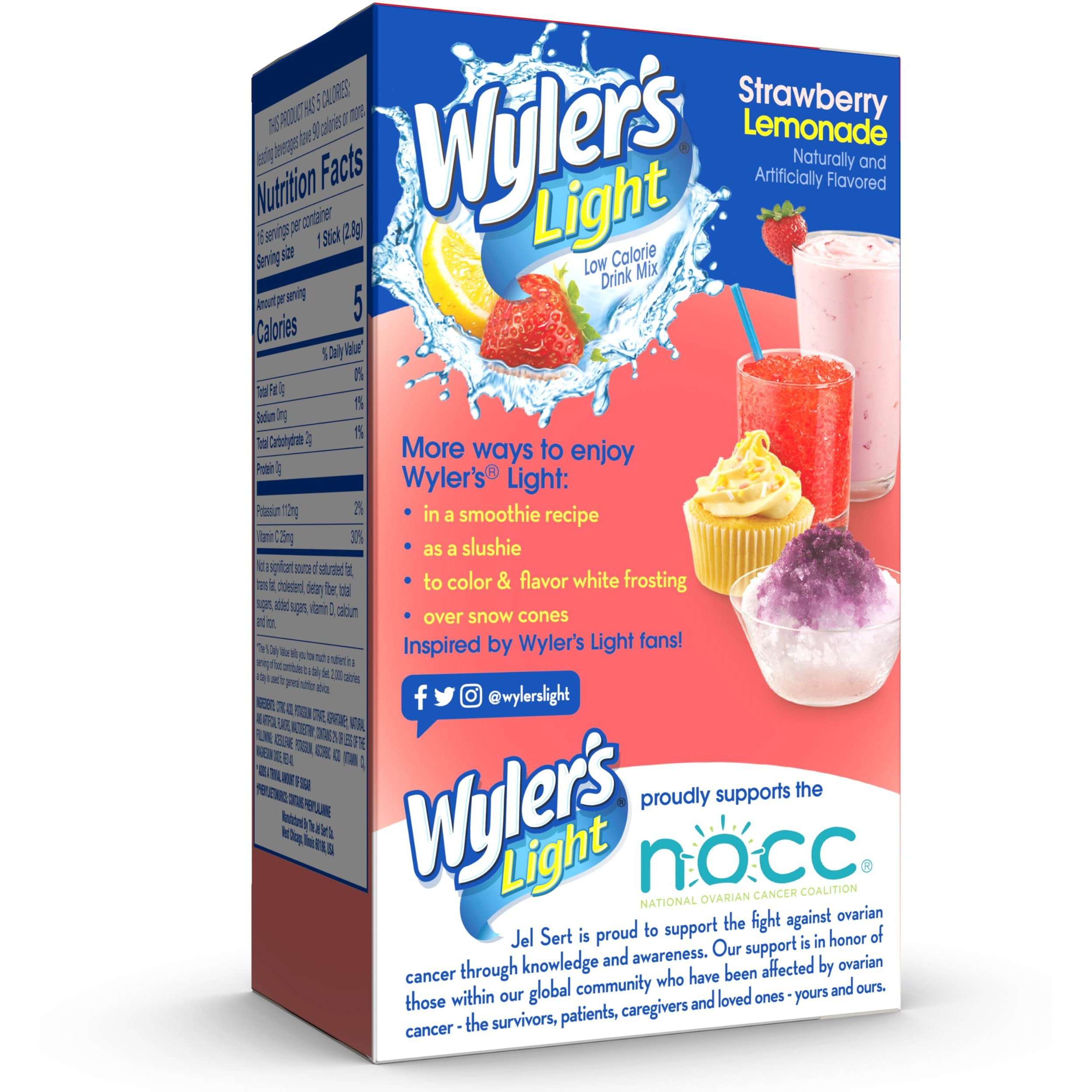 Wyler's Light Singles To Go Powder Packets, Water Drink Mix, Strawberry Lemonade, 16 Count, 6 Boxes (96 Single Servings)