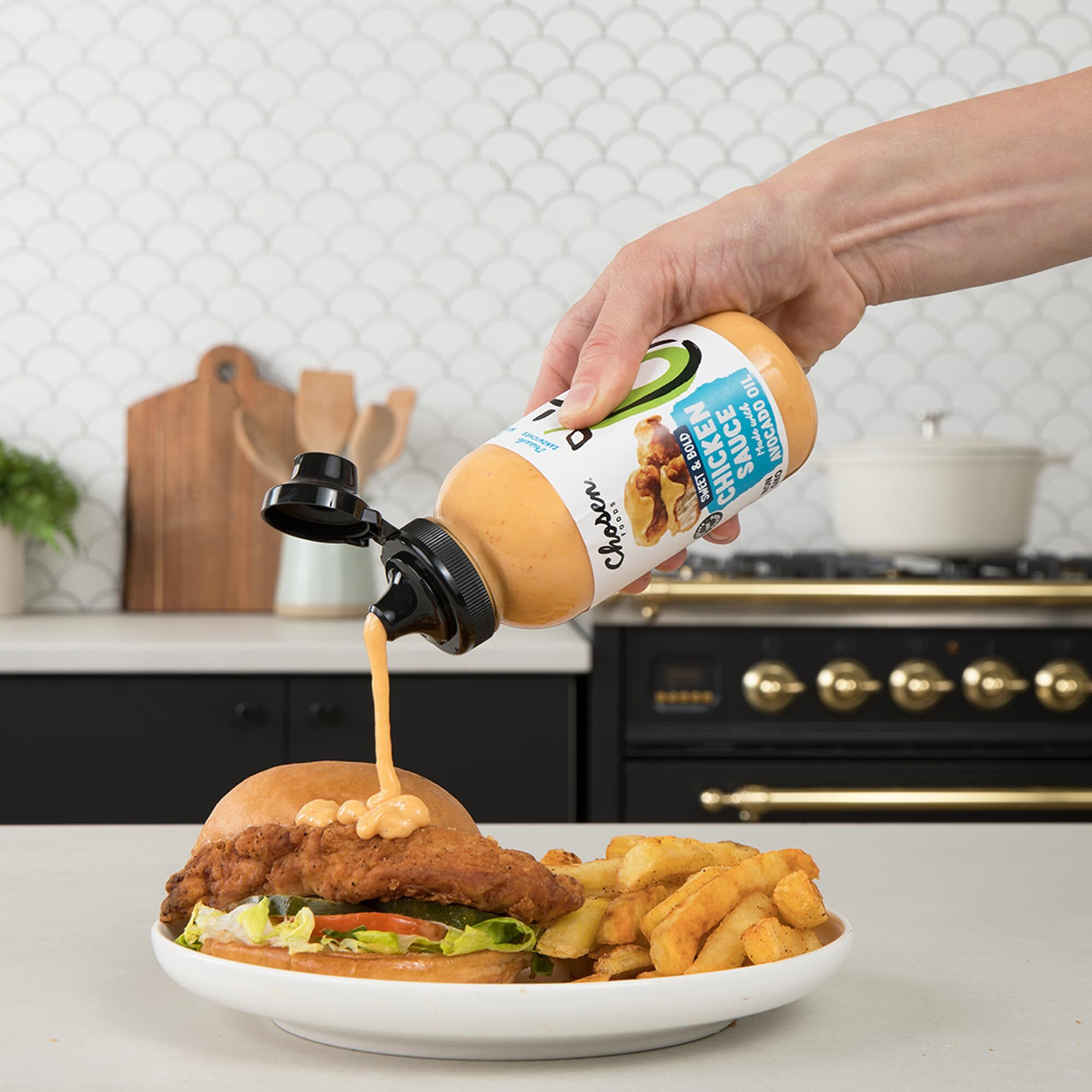 Chosen Foods Chicken Sauce, For Hamburgers, Sandwiches, Nuggets, Wings, Fries, And More 9 Floz