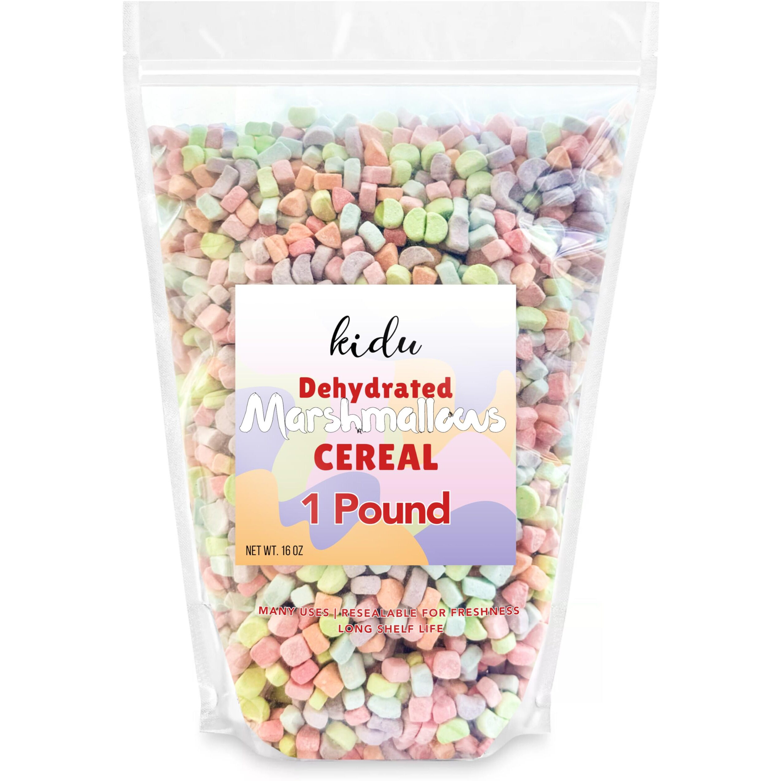 Dehydrated Marshmallow Bits 1 Pound Resealable Bulk Bag Cereal Assorted Colors And Shapes, Perfect For Easter, Saint Patrick's Day Celebration
