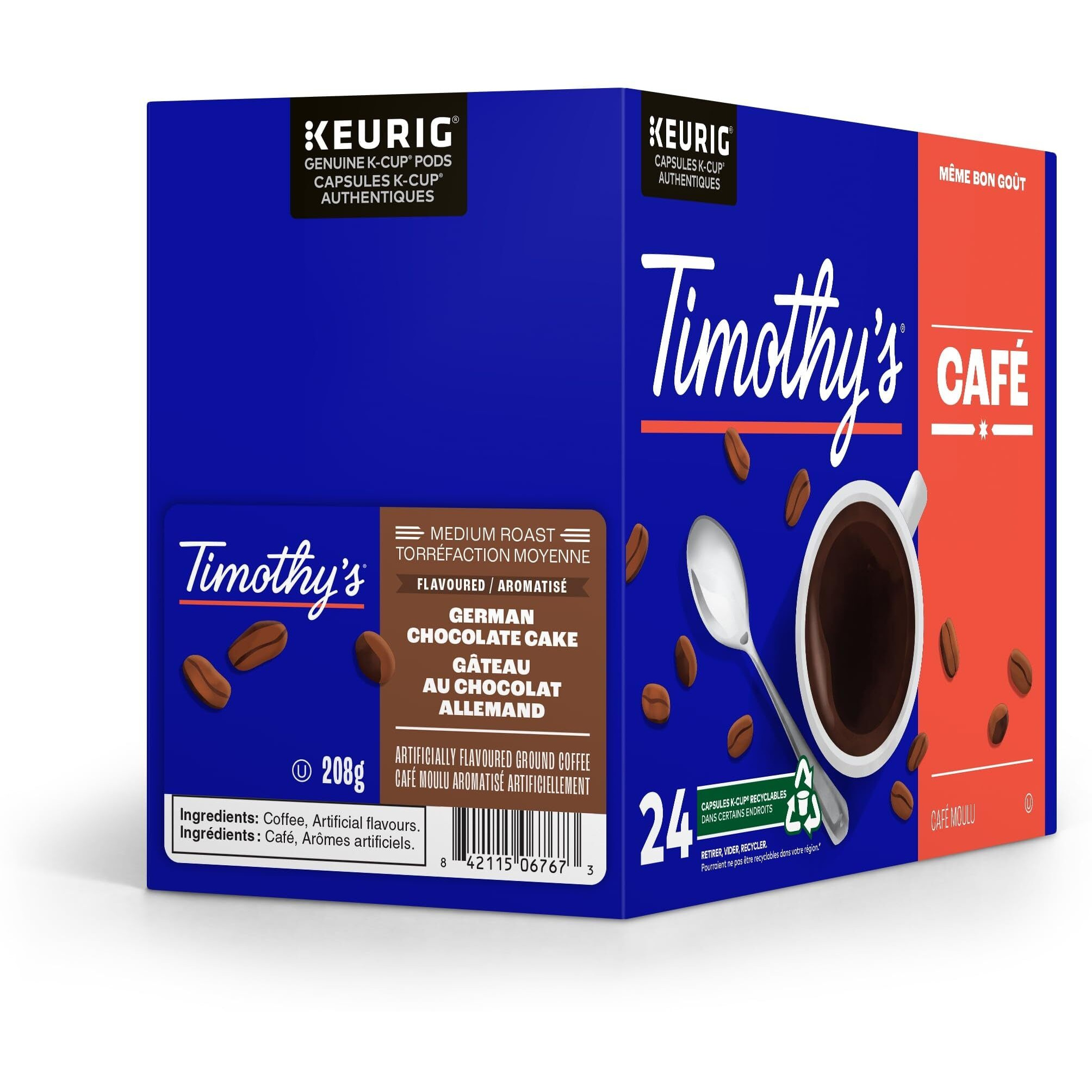 Timothy's World Coffee German Chocolate Cake K-Cup For Keurig Brewers, 96 Count