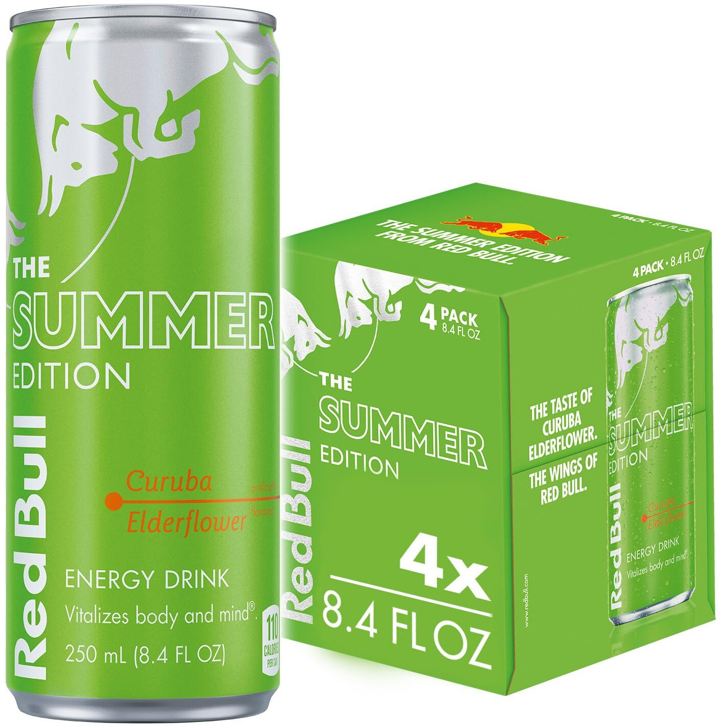 Red Bull Summer Edition Energy Drink, Curuba Elderflower, Limited Time Only, With 80Mg Caffeine Plus Taurine & B Vitamins, 8.4 Fl Oz, Pack Of 24 Cans