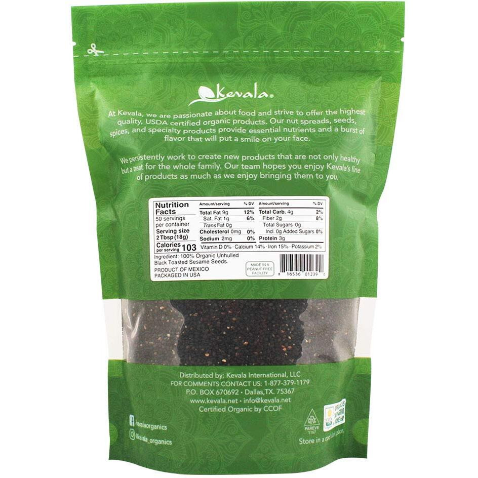 Kevala Organic Black Sesame Seeds 32Oz (Toasted)