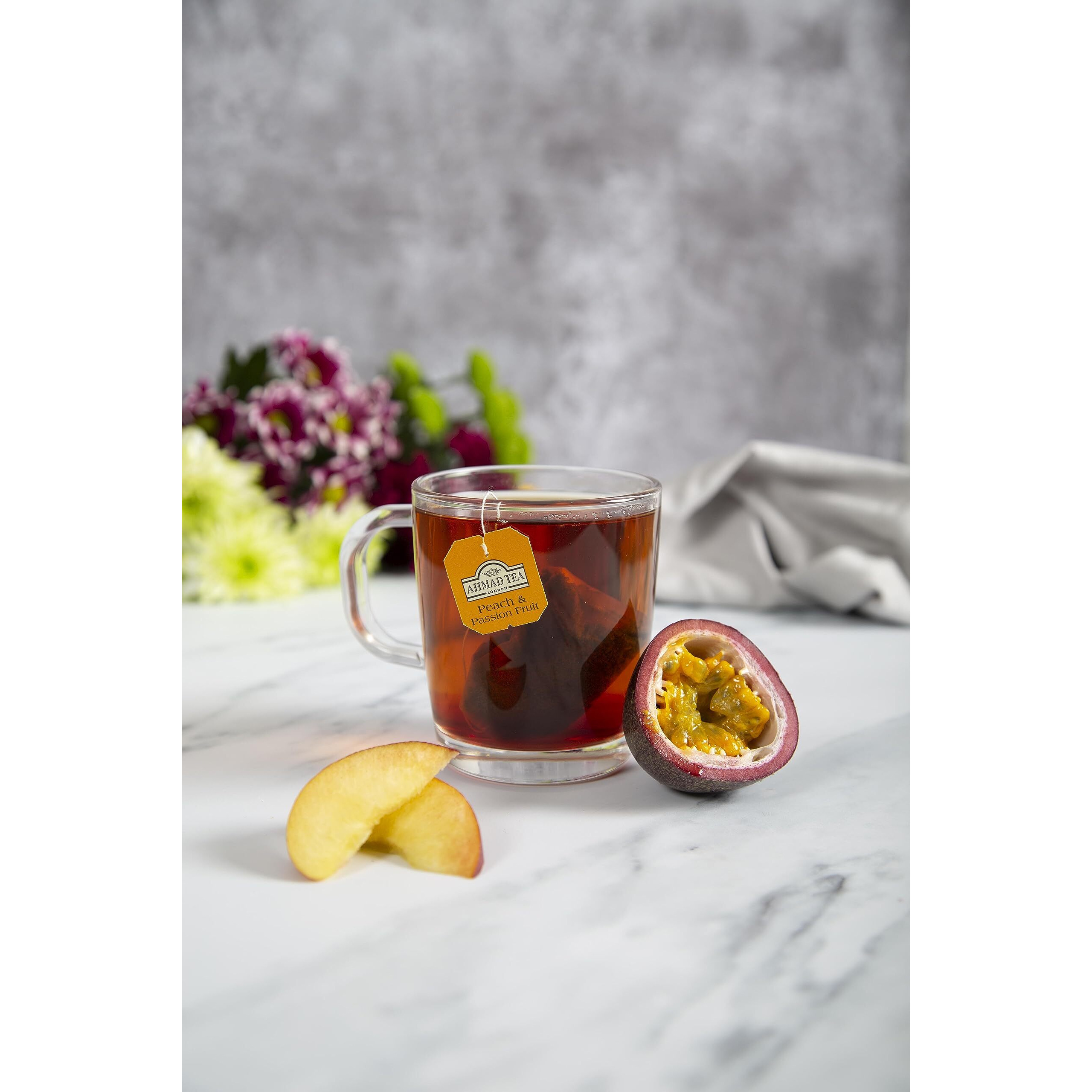 Ahmad Tea Black Tea, Peach And Passion Fruit Teabags, 20 Ct (Pack Of 6) - Caffeinated And Sugar-Free
