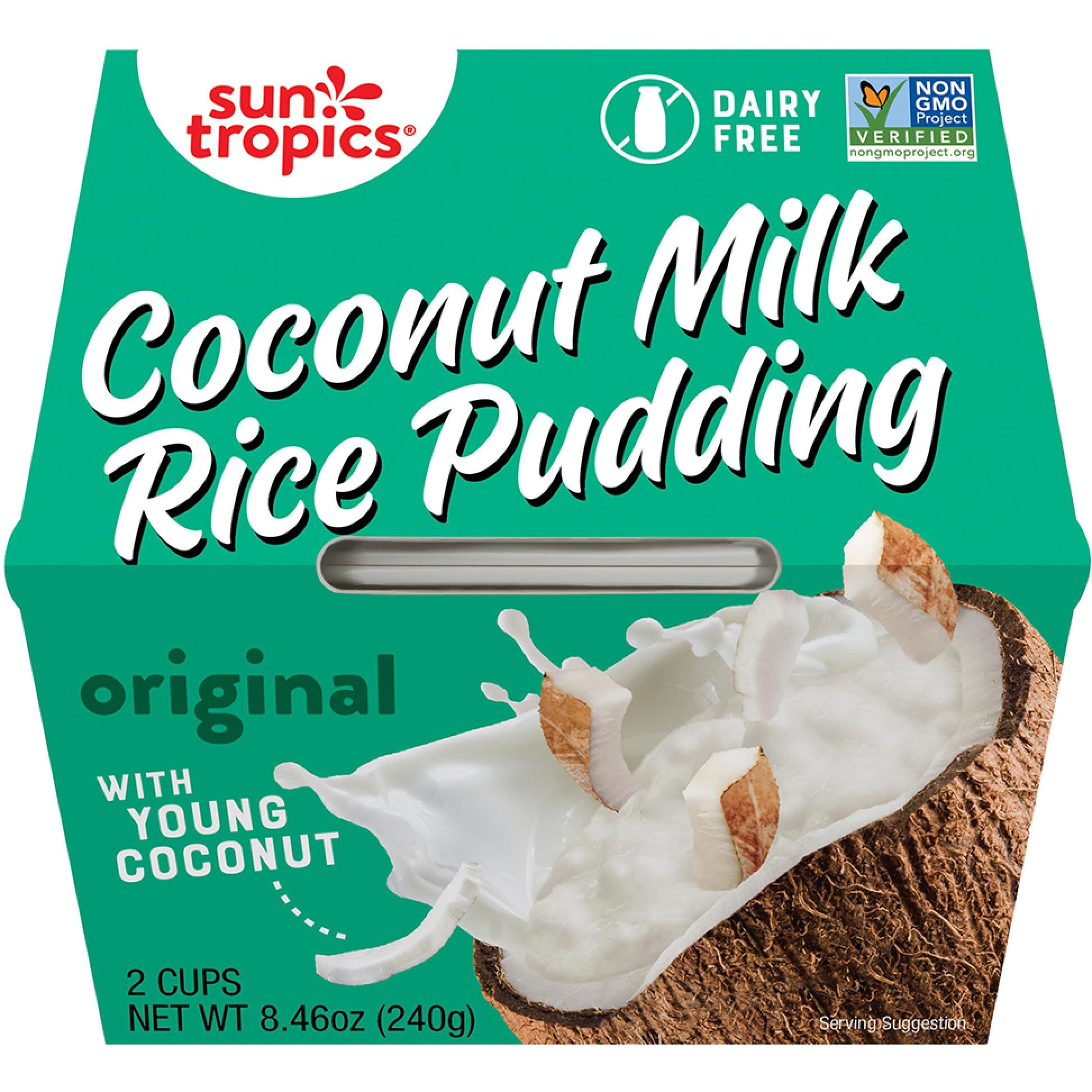 Sun Tropics Coconut Milk Rice Pudding Snack, Original | Vegan Pudding, Dairy Free Pudding Snacks | Gluten Free, Low Sugar, Non-Gmo | Ready-To-Eat Pudding Cups 8.46 Oz (Pack Of 6)