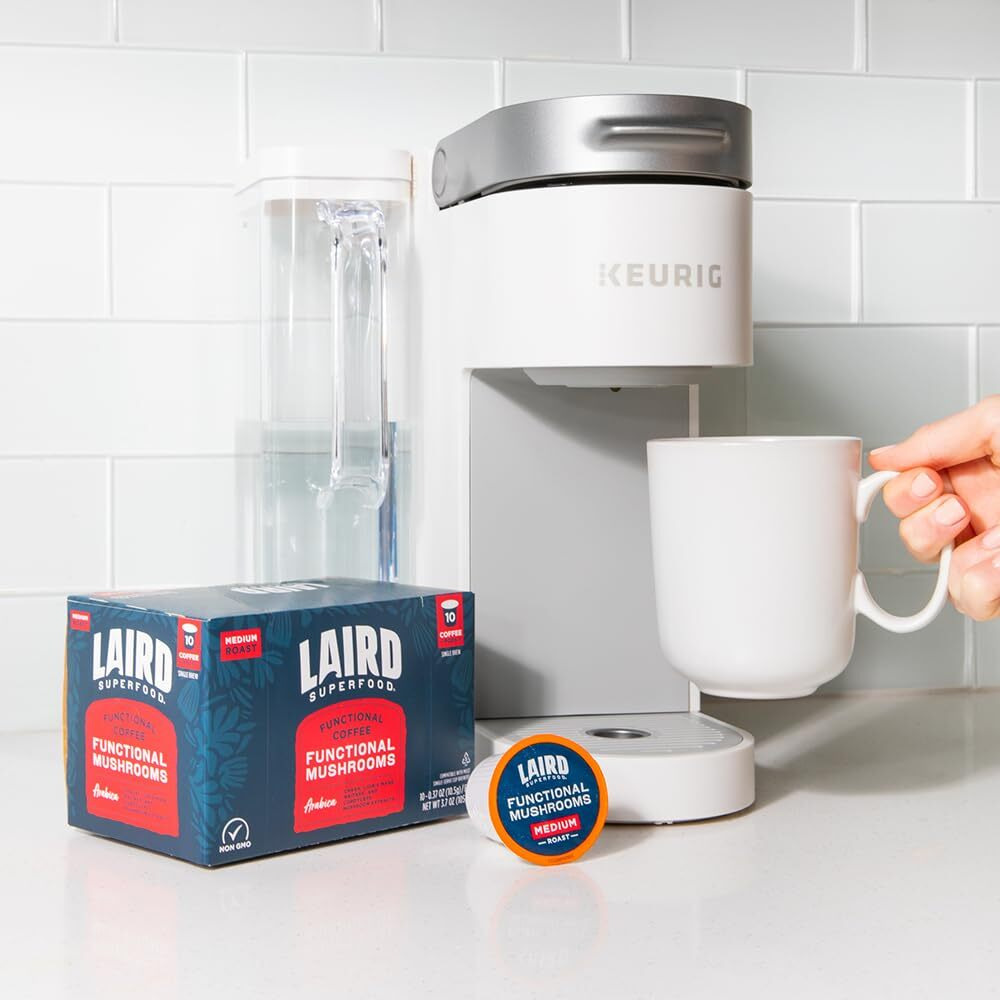 Laird Superfood K-Cups With Functional Mushrooms - Medium Roast, 10Ct - Made With Organic Extracts Of Chaga Mushrooms, Lions Mane, Maitake, And Cordyceps Functional Mushrooms