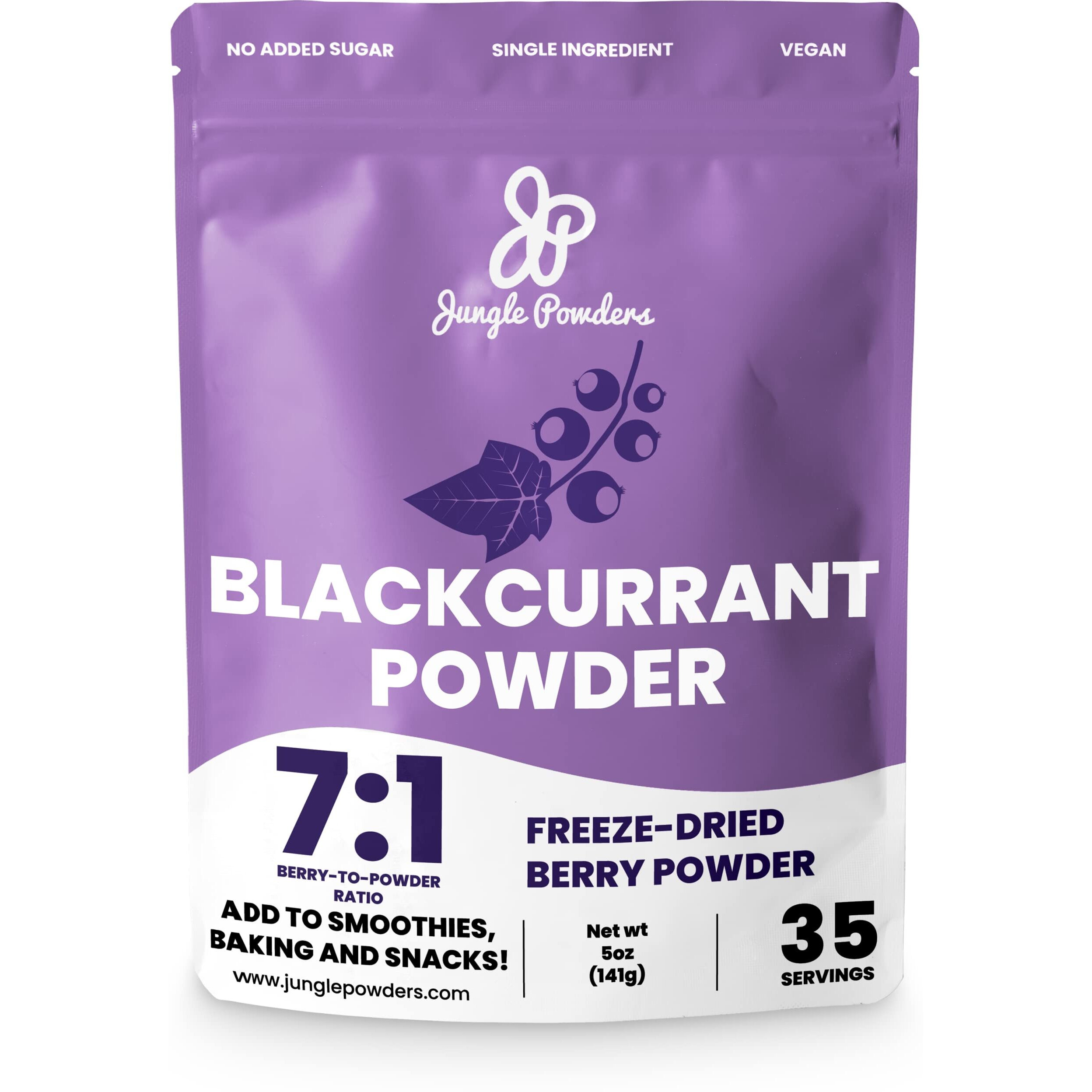 Jungle Powders Black Currant Powder 5 Ounce Bag Freeze Dried Currants Fruit Black Current Tea Juice, Black Currant Jam, Black Currant Candy, Currant Extract For Smoothies, Baking, Flavoring