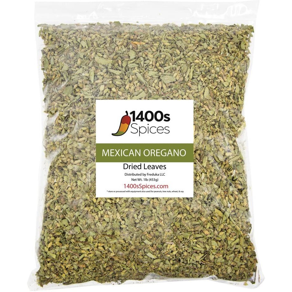 1Lb Dried Mexican Oregano Food Service Size. Perfect For Taco Seasoning, Mexican Food, Tamales, Meats, Enchiladas, Cheese, Salads. Rich Flavor Spices For Mexican Recipes By 1400S Spices