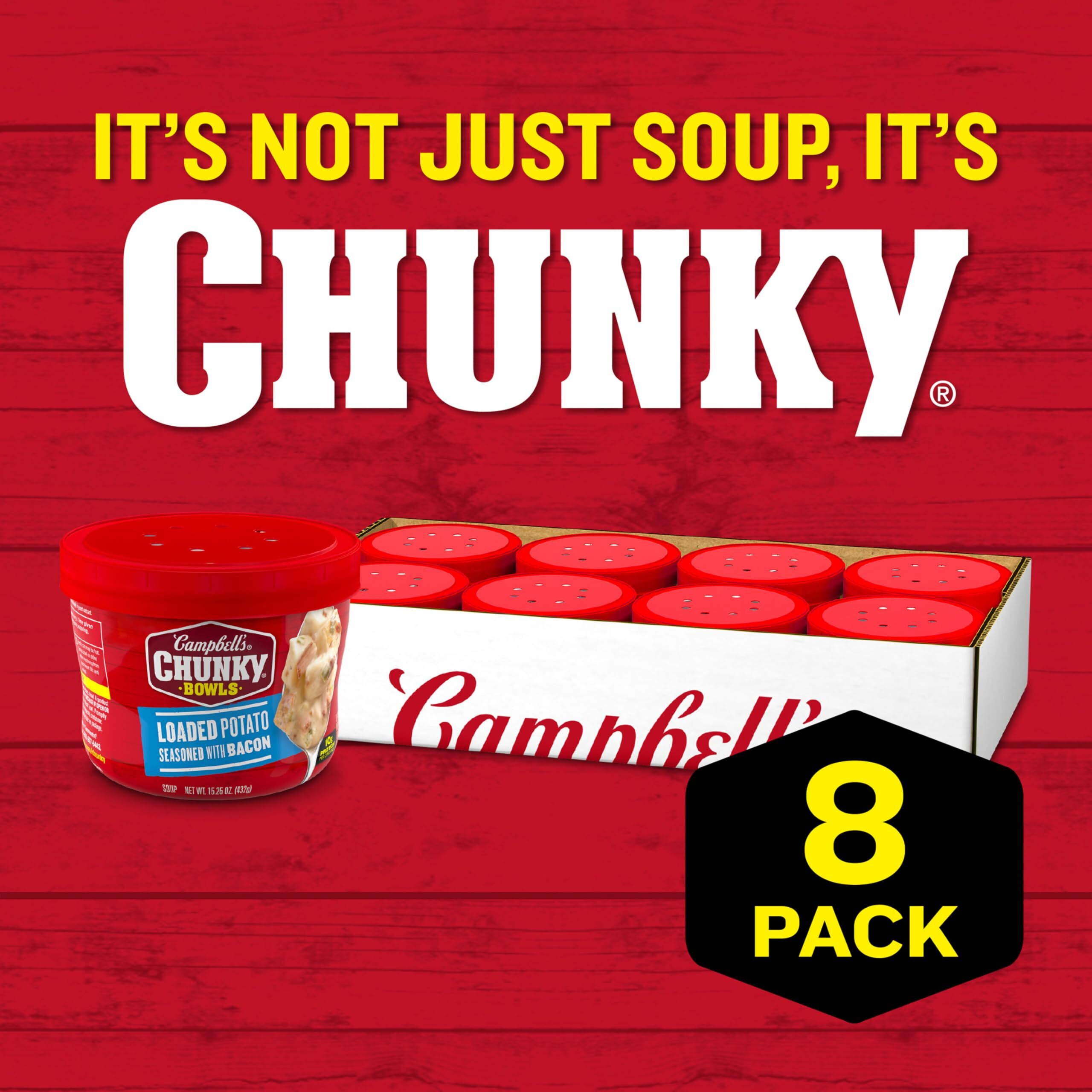 Campbell's Chunky Soup, Loaded Potato Seasoned With Bacon, 15.25 Oz Microwavable Bowl (Case Of 8)