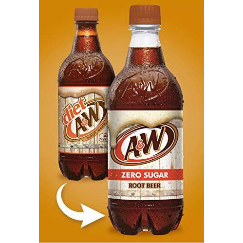 A&W Zero Root Beer, 20 Fl Oz Bottles, (Pack Of 16, Total Of 320 Fl Oz)
