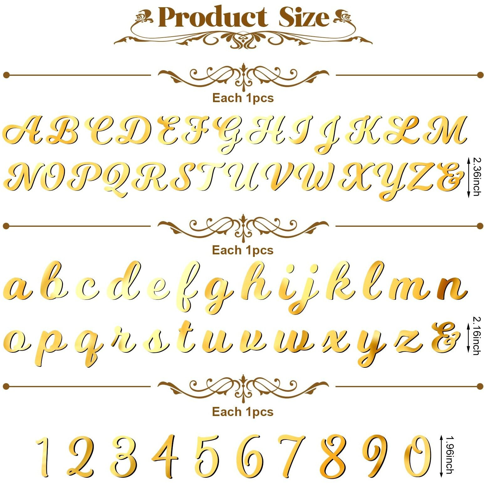 Jspupifip 64 Pcs Acrylic Cake Alphabet Numbers Topper, Mirror Number 0-9 And Alphabet A-Z Personalized Cake Picks Decor Anniversary Wedding Baby Shower Party Supplies(Gold)