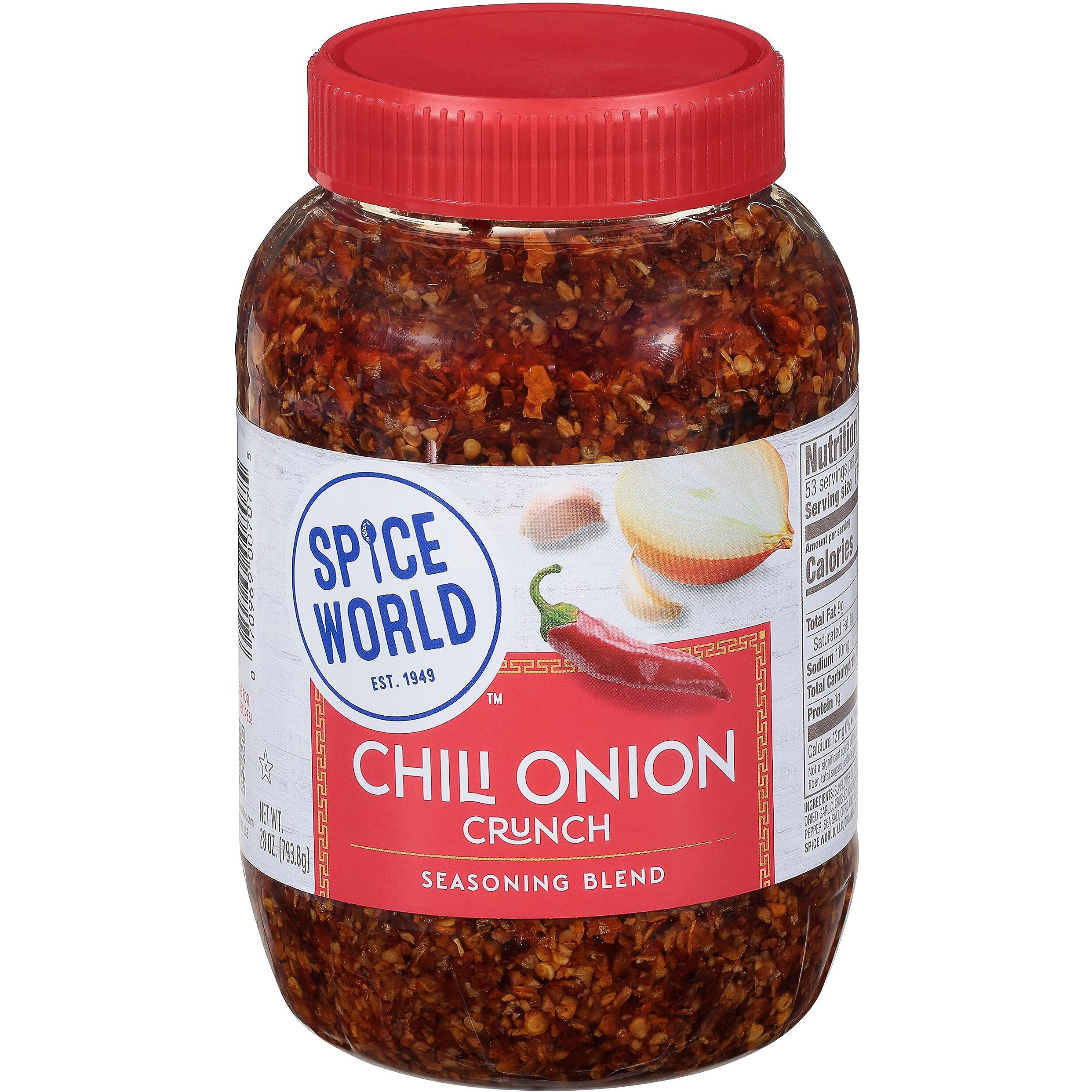 Spice World Chili Onion Crunch Seasoning Blend - Ready-To-Use Seasonings For Cooking - 28Oz Chili Crunch Blend Adds Savory Flavor And Heat To Stir-Fries, Chili, Stews, Asian Dishes, And More