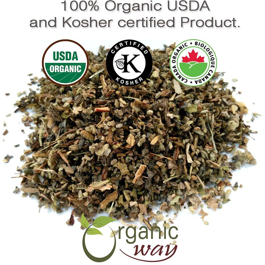 Organic Way Mullein Leaf | Herbal Tea (Verbascum Thapsus) Cut & Sifted - European Wild-Harvest | Organic & Kosher Certified | Non Gmo & Usda Certified | Origin - Albania (1Lbs / 16Oz)