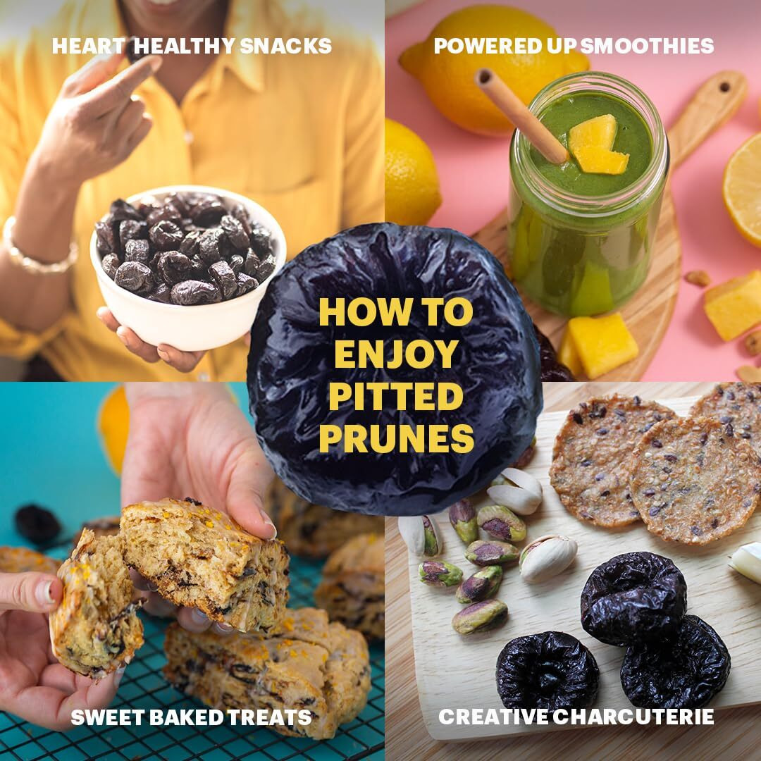 Sunsweet Amazin' Pitted Prunes - Dried Prunes Pitted Unsweetened - Gluten Free, Vegan, Low Fat - Fiber & Minerals - 16 Oz Canister X 3 Pack