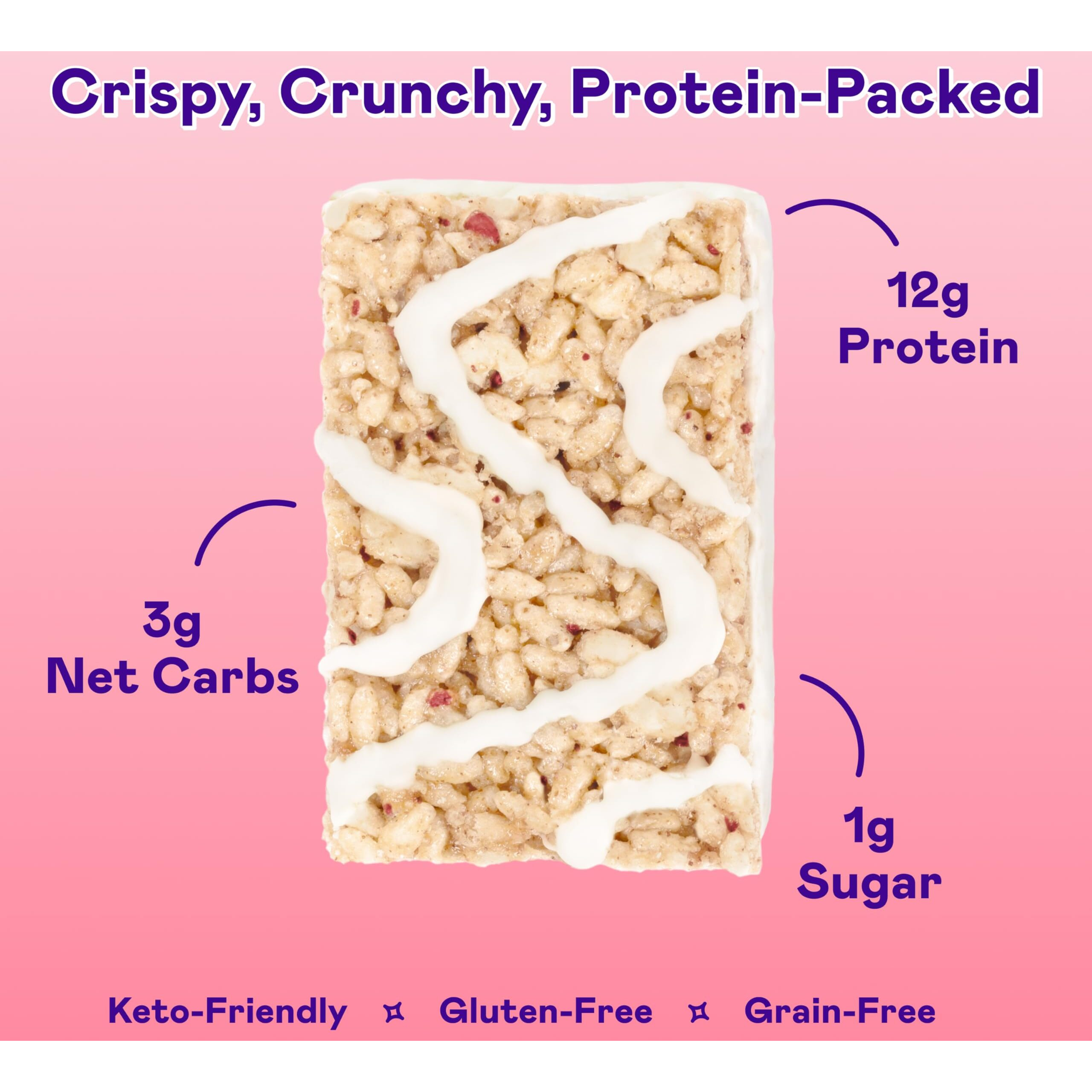 Magic Spoon Treats - High Protein, Low Carb, Keto Friendly, 1G Of Sugar, Gluten Free, Crispy Treat Cereal Bar, On-The-Go Healthy Snack (Strawberry Milkshake, 8 Bars)
