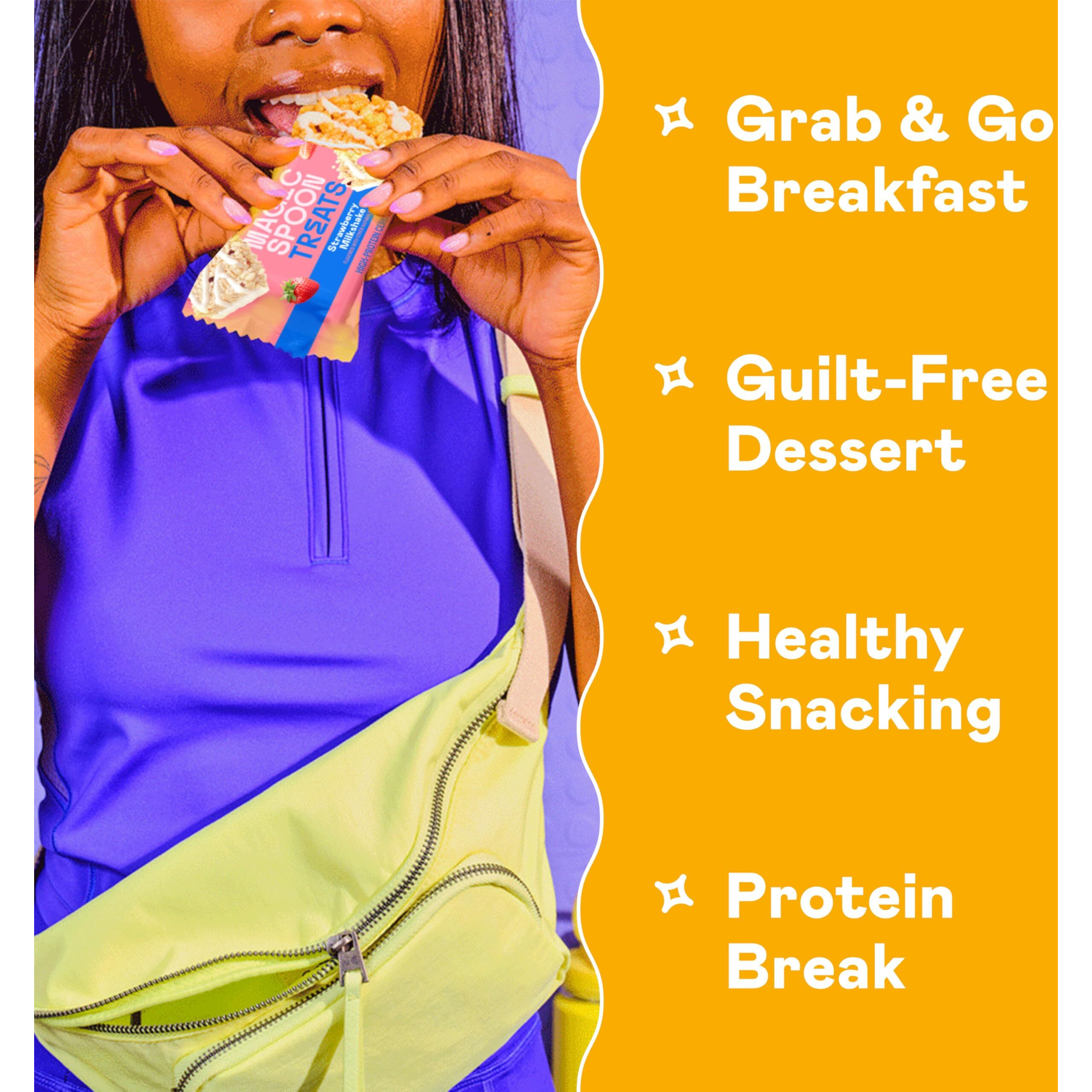 Magic Spoon Treats - High Protein, Low Carb, Keto Friendly, 1G Of Sugar, Gluten Free, Crispy Treat Cereal Bar, On-The-Go Healthy Snack (Strawberry Milkshake, 8 Bars)