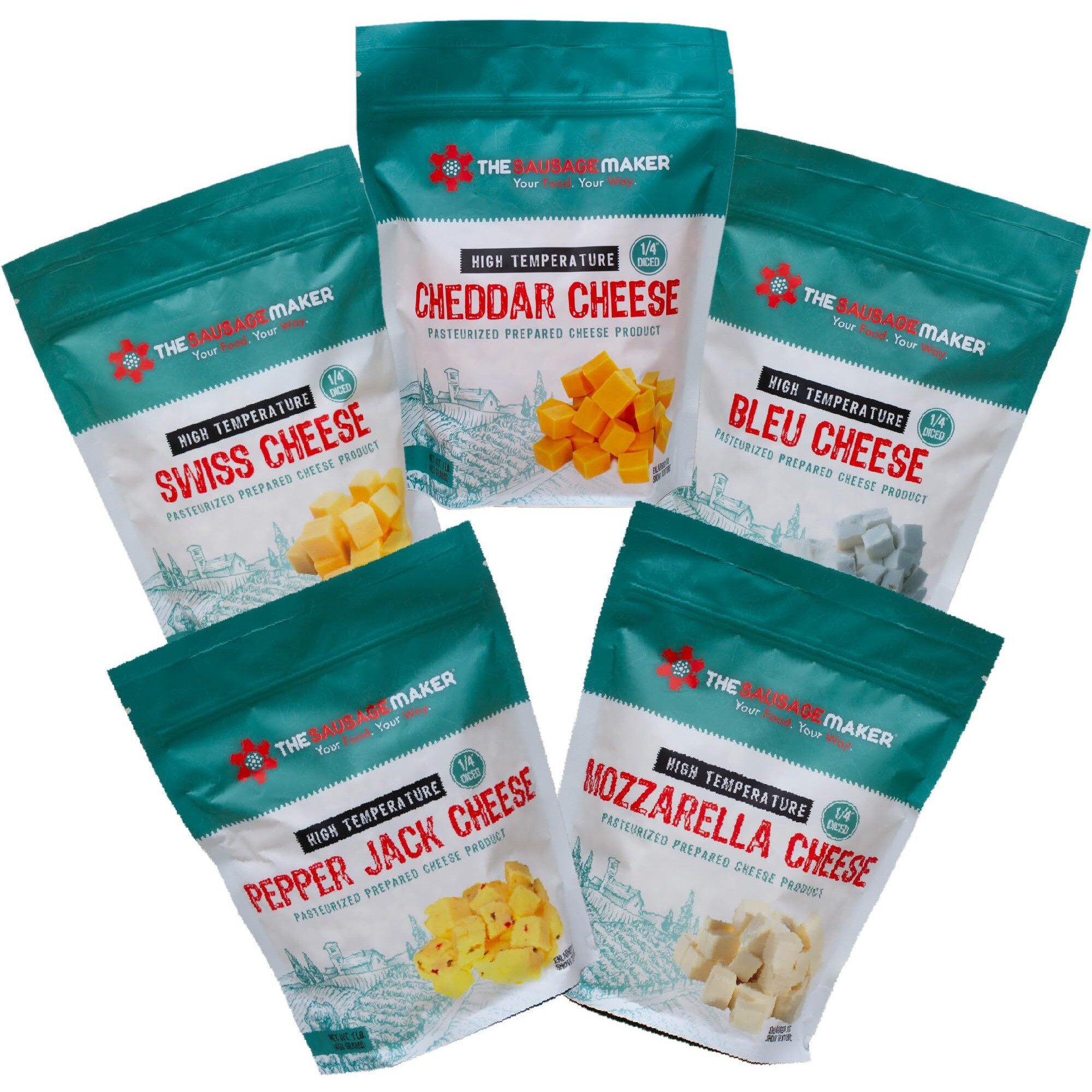 High Temperature Cheese Assortment Pack - 5, 1 Pound Packs - The Sausage Maker