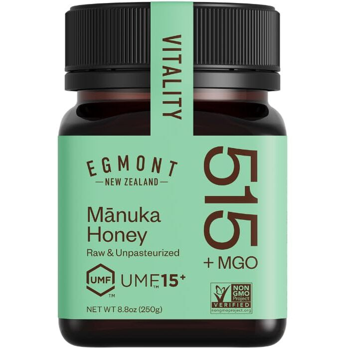 Egmont Honey Manuka Honey Mgo 515+ Umf 15+ - Non-Gmo, Kosher, Recycled Plastic Jar, Traceable 100% Pure Authentic New Zealand Honey 8.8Oz (250G)