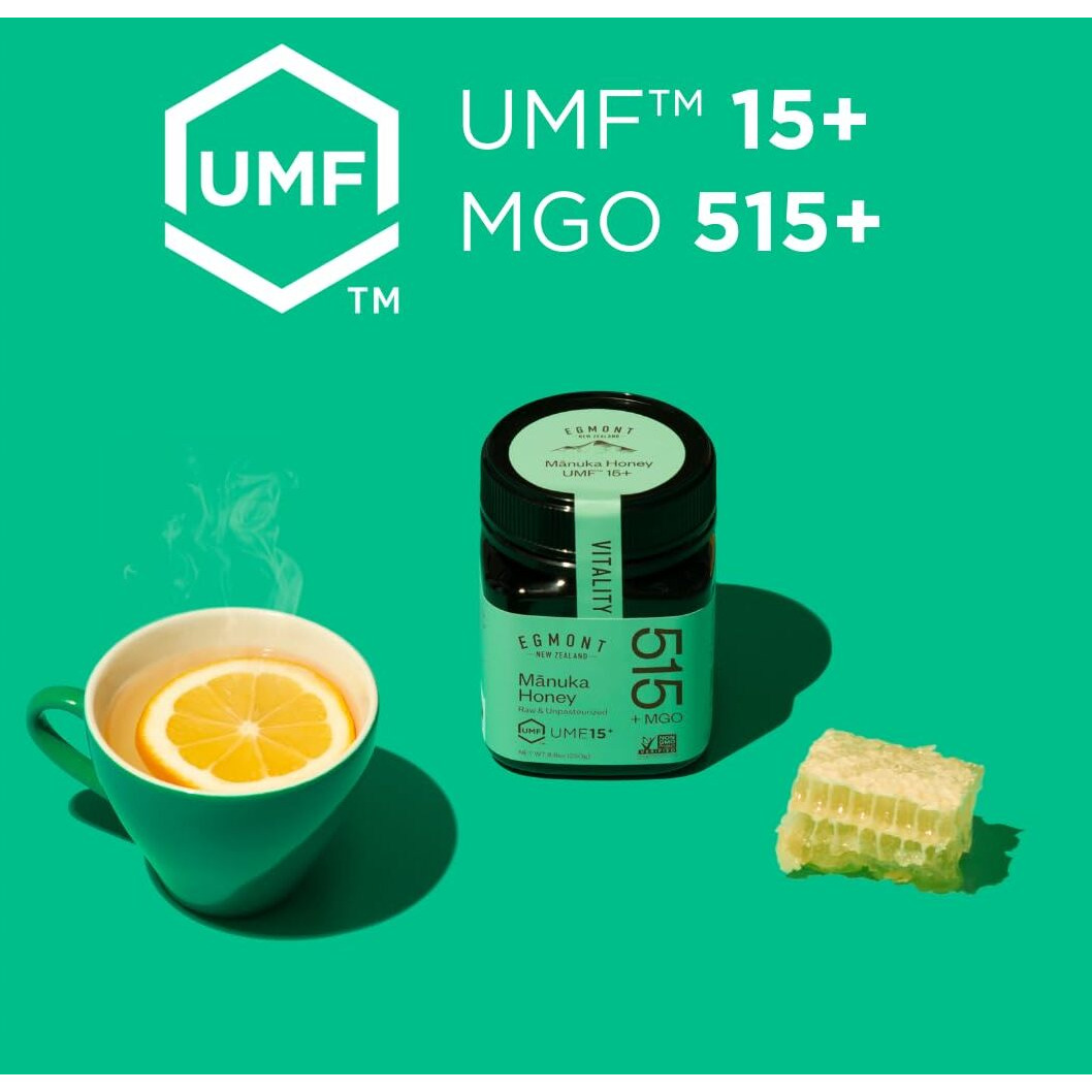 Egmont Honey Manuka Honey Mgo 515+ Umf 15+ - Non-Gmo, Kosher, Recycled Plastic Jar, Traceable 100% Pure Authentic New Zealand Honey 8.8Oz (250G)