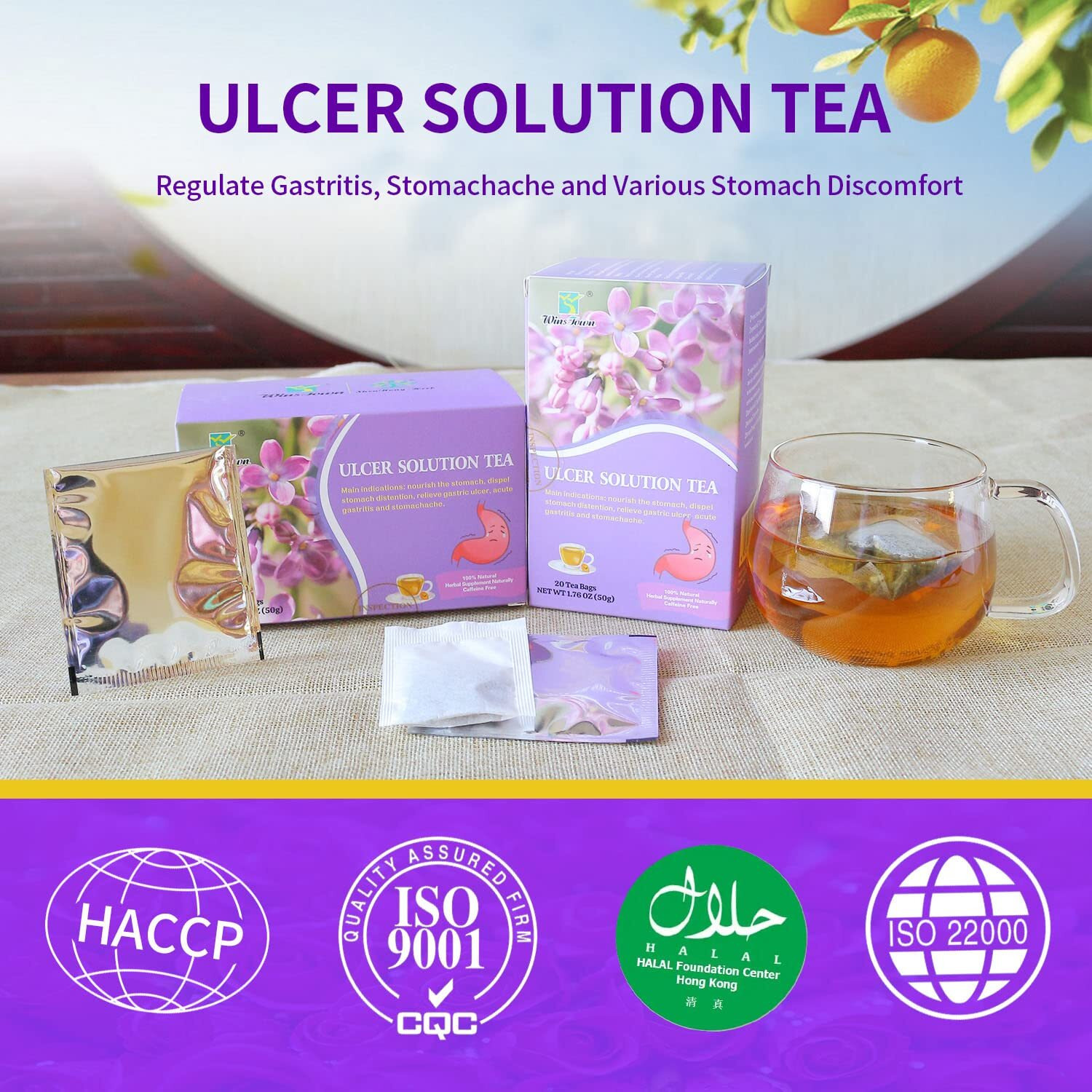 Wins Town Ulcer Solution Tea, Regulate Gastritis, Stomachache And Various Stomach Discomfort, 20 Teabags